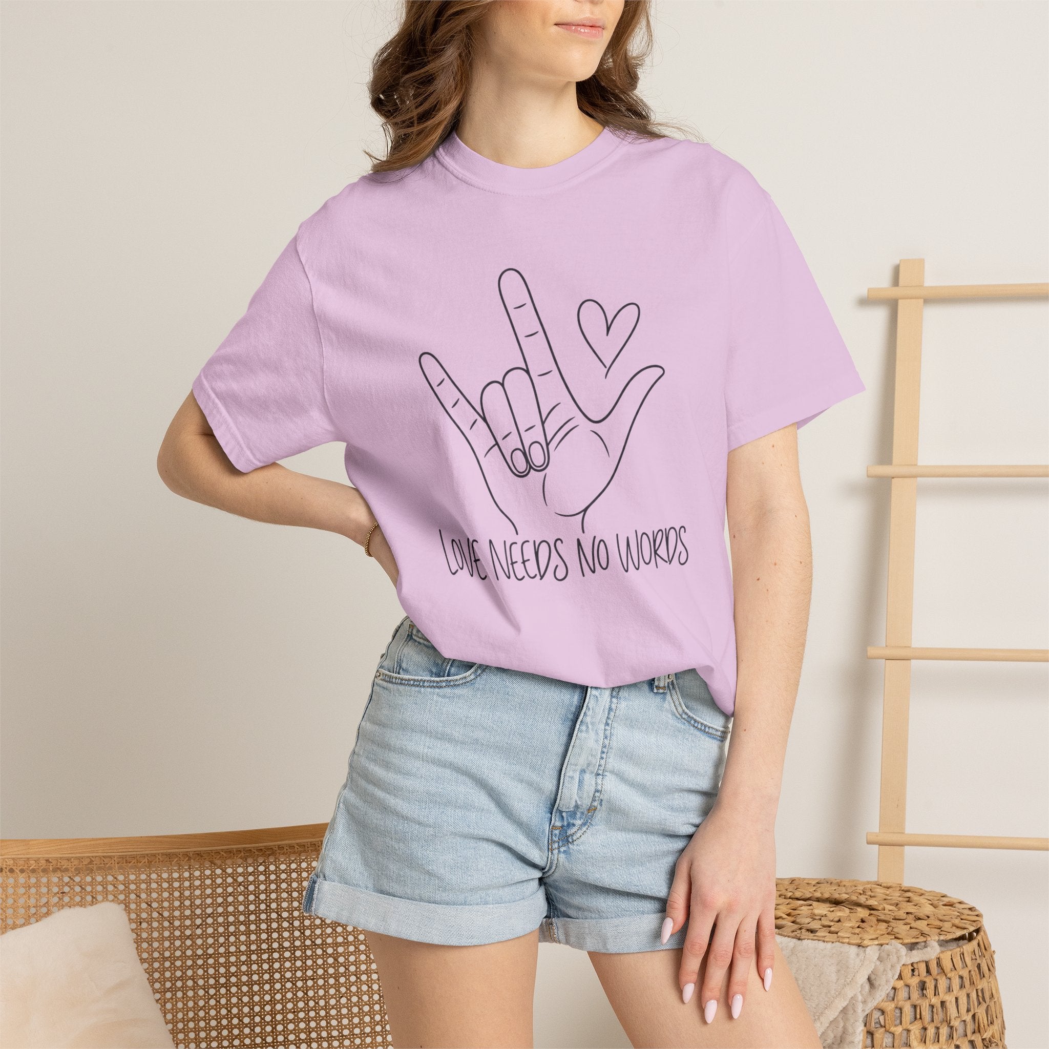 Love Needs No Words Shirt, ASL I Love You Hand Sign Tee, Autism Acceptance T-Shirt, Nonverbal Communication Gift, Sign Language Shirt