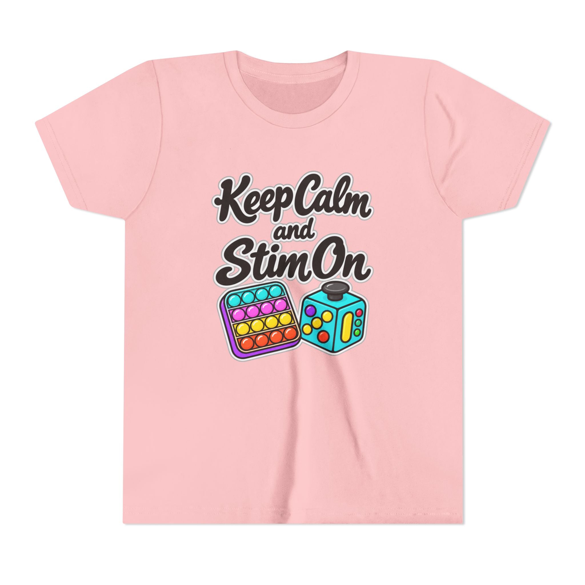 Keep Calm and Stim On Youth Shirt Autism Sensory T Shirt Neurodivergent Kids Tee Fidget Toy Gift Special Needs Awareness
