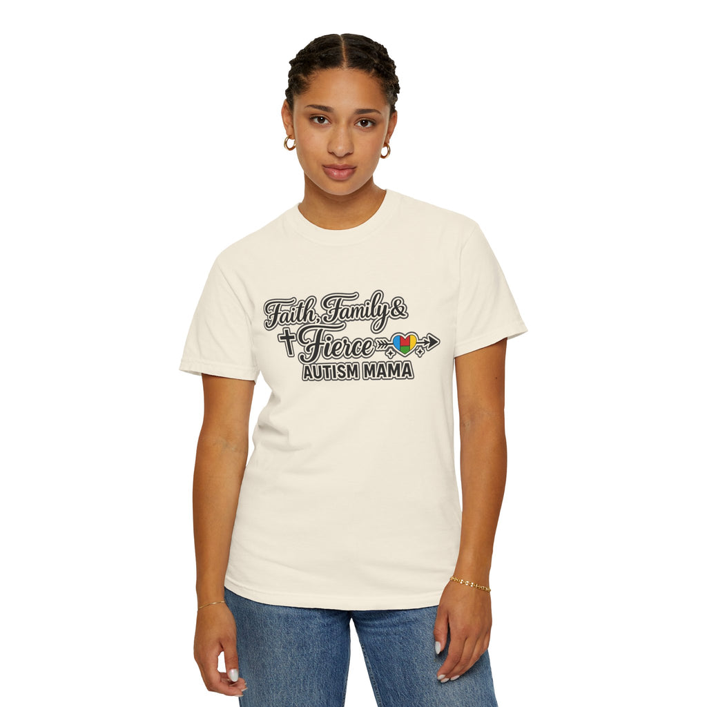Faith Family Fierce Autism Mama Shirt, Autism Mom T-Shirt, Christian Autism Mom Gift, Fierce Mama Tee, Special Needs Mom Shirt