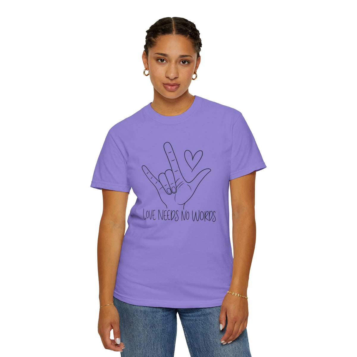 Love Needs No Words Shirt, ASL I Love You Hand Sign Tee, Autism Acceptance T-Shirt, Nonverbal Communication Gift, Sign Language Shirt