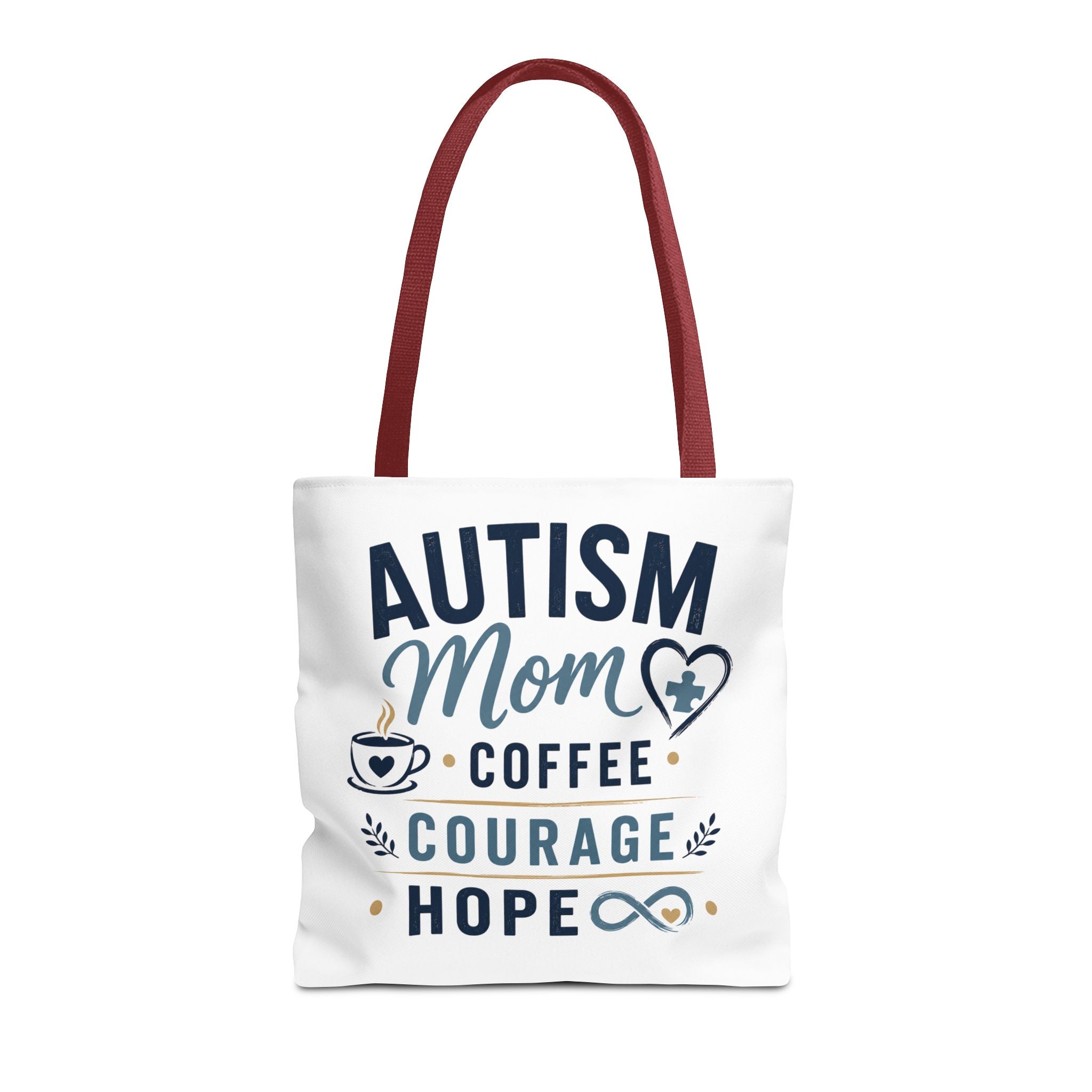 Autism Mom Coffee Courage Hope Tote Bag | Autism Acceptance Gift for Mom | Neurodiversity Canvas Tote | Special Needs Mom Bag
