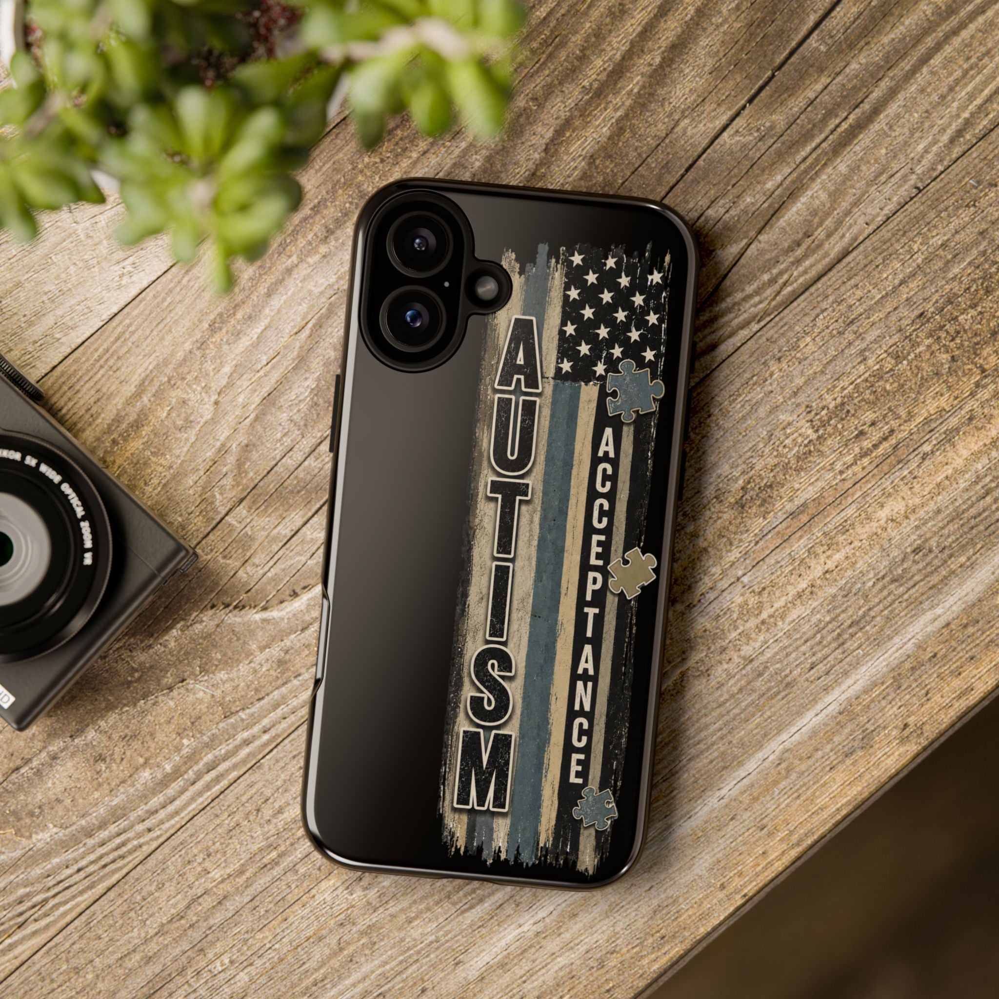Autism Acceptance Phone Case Puzzle Piece Flag iPhone Samsung Tough Case Autism Awareness Neurodiversity Gift Special Needs Case