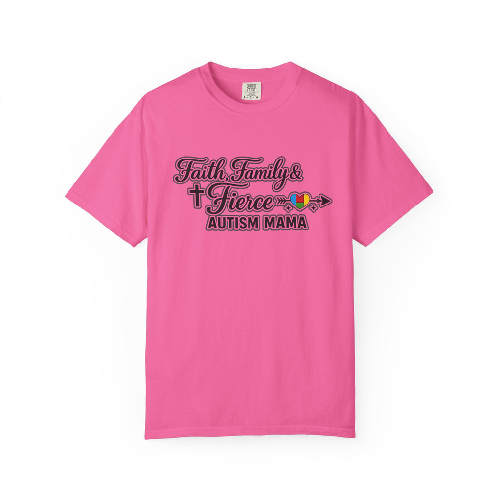Faith Family Fierce Autism Mama Shirt, Autism Mom T-Shirt, Christian Autism Mom Gift, Fierce Mama Tee, Special Needs Mom Shirt