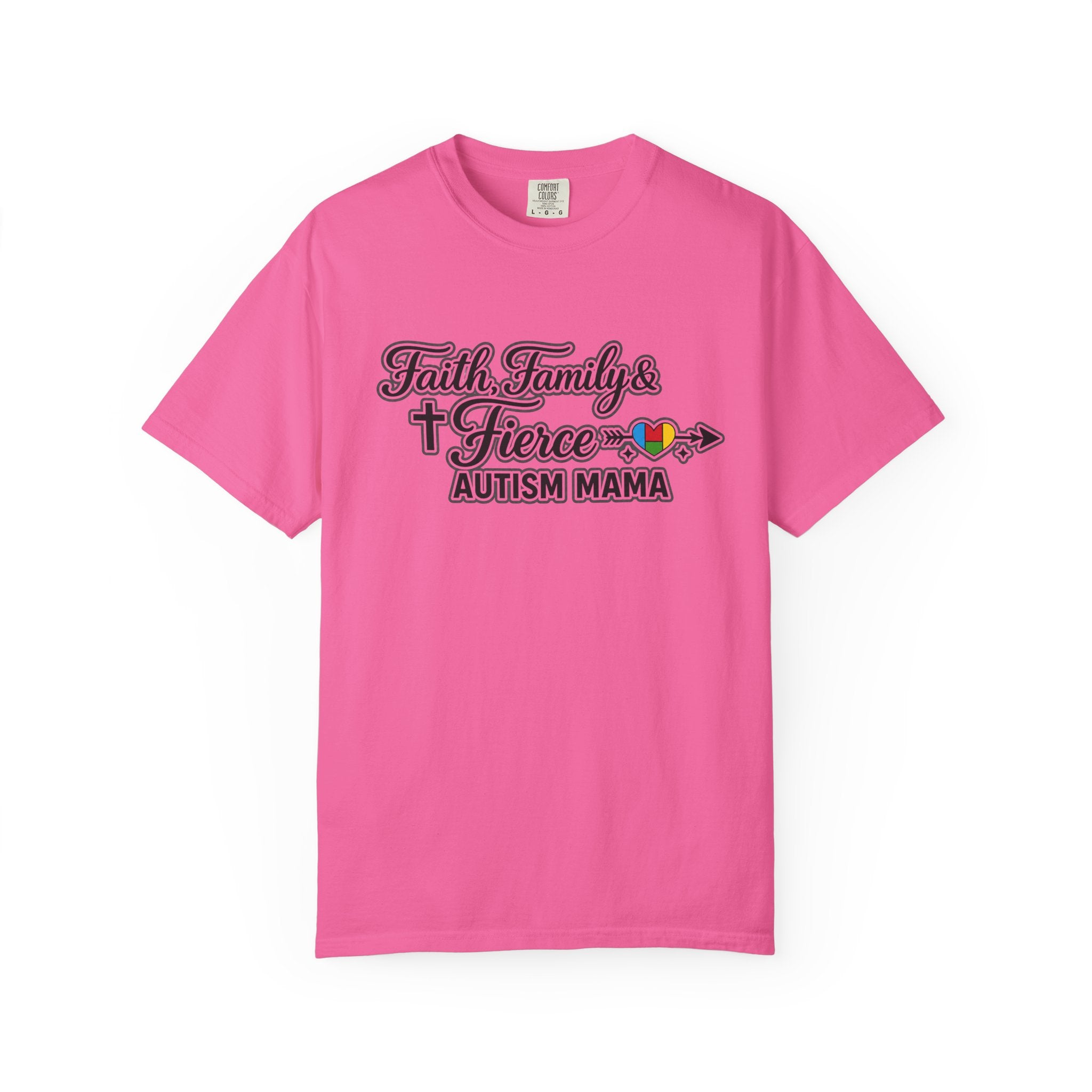 Faith Family Fierce Autism Mama Shirt, Autism Mom T-Shirt, Christian Autism Mom Gift, Fierce Mama Tee, Special Needs Mom Shirt