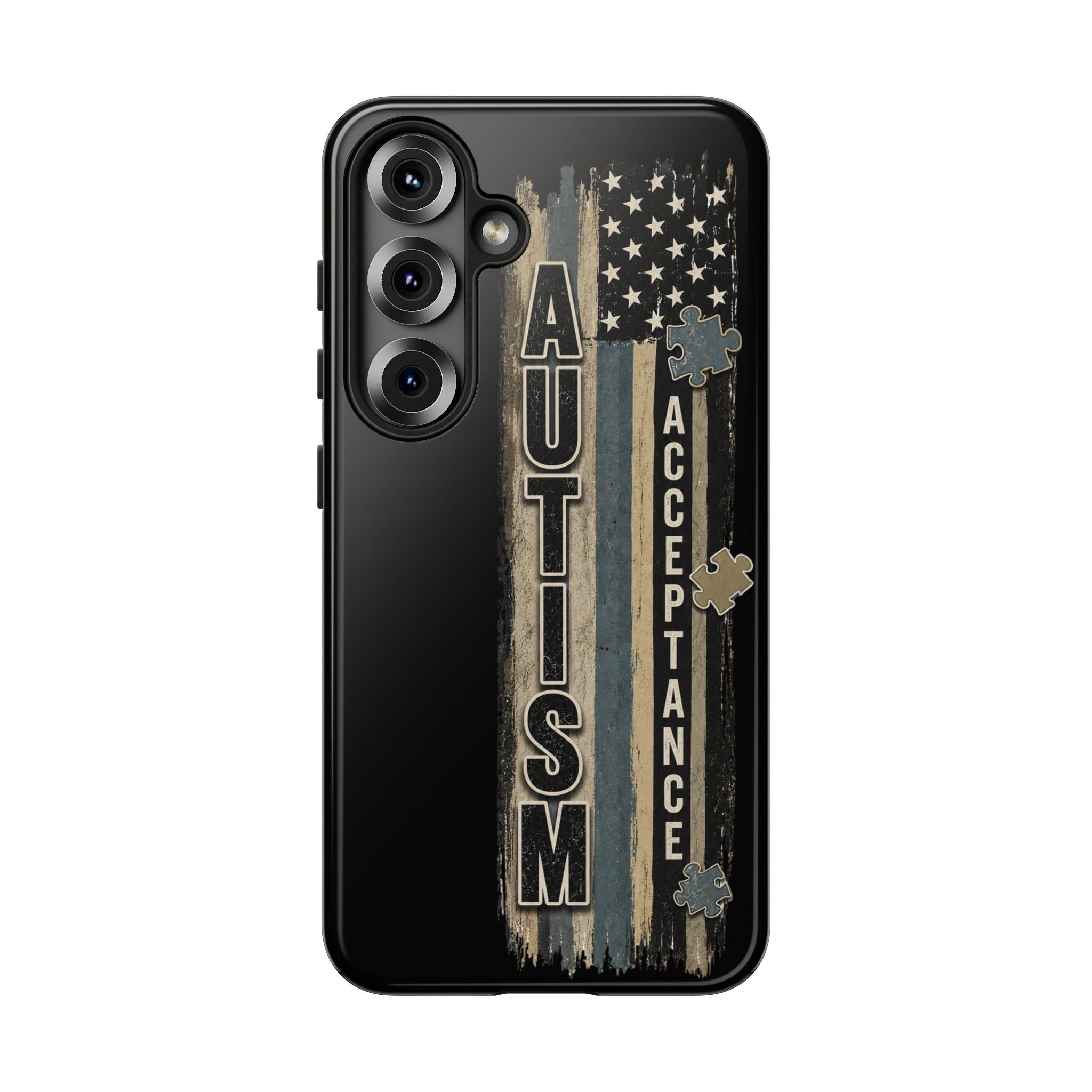 Autism Acceptance Phone Case Puzzle Piece Flag iPhone Samsung Tough Case Autism Awareness Neurodiversity Gift Special Needs Case