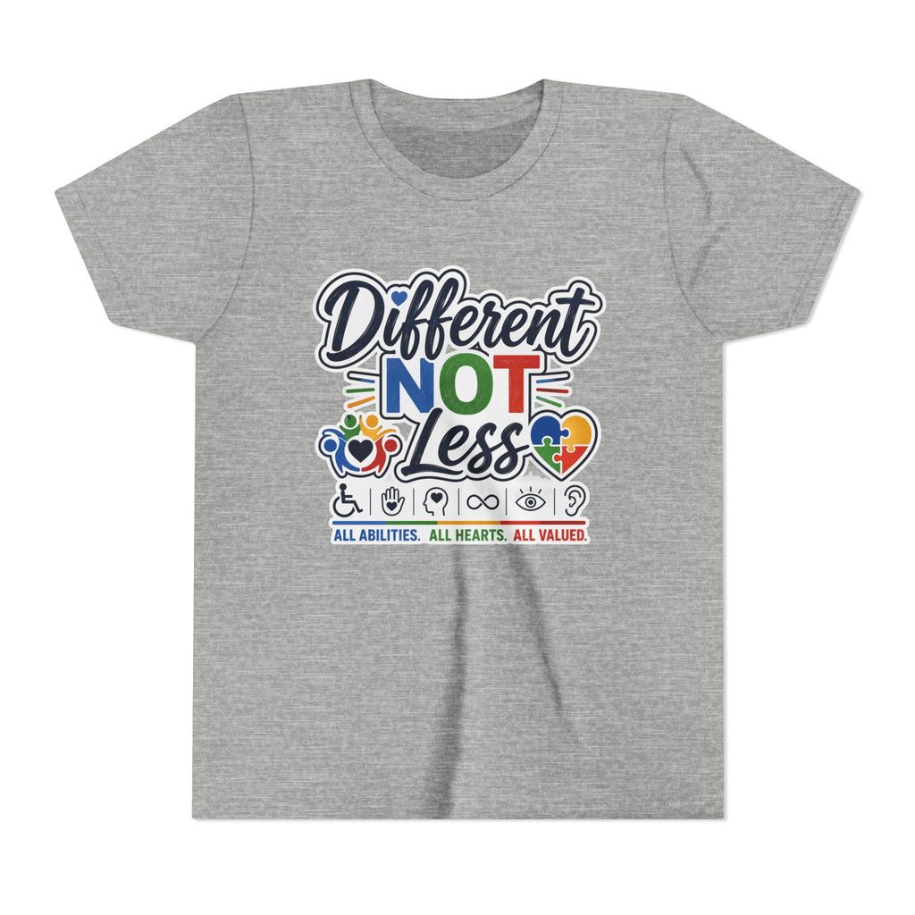 Youth Tee — "Different Not Less" Inclusive Pride Autism Awareness Shirt