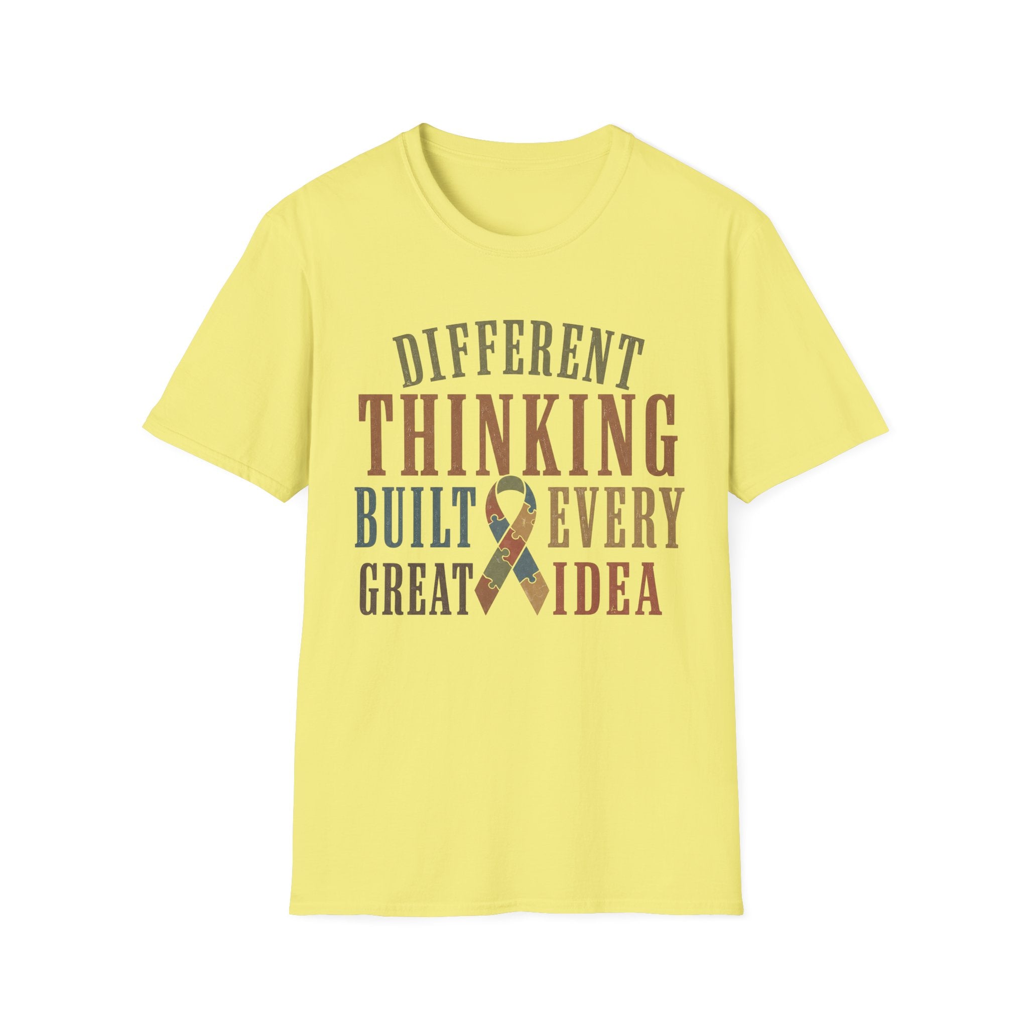 Different Thinking Built Every Great Idea T-Shirt | Autism Awareness Ribbon