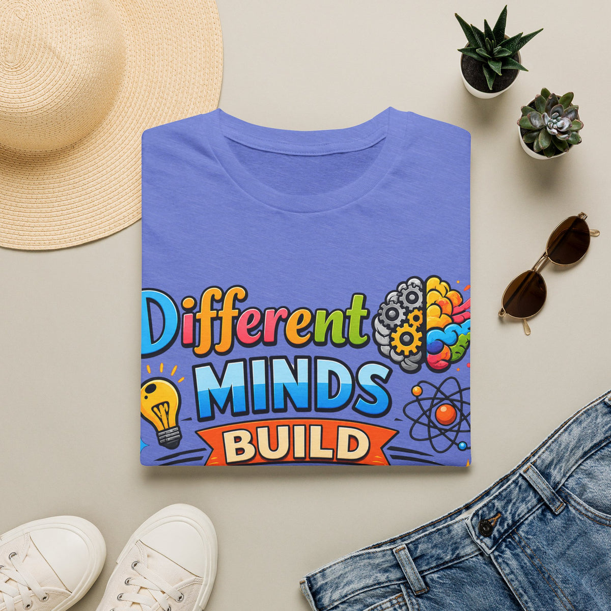 Different Minds Build Better Worlds T-Shirt | Inclusive Neurodiversity Tee