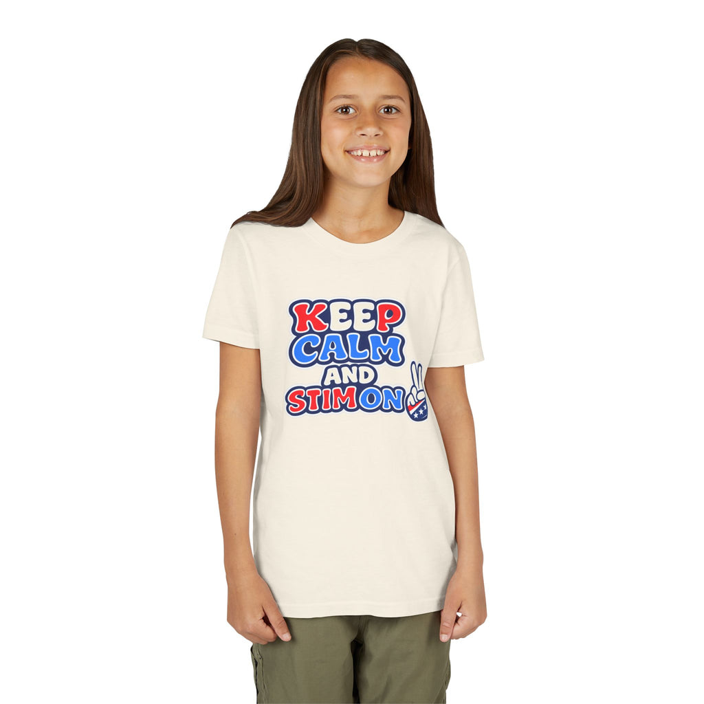 Keep Calm and Stim On Youth Shirt Autism Awareness T Shirt Peace Sign Tee Neurodivergent Kids Sensory Shirt Special Needs Gift