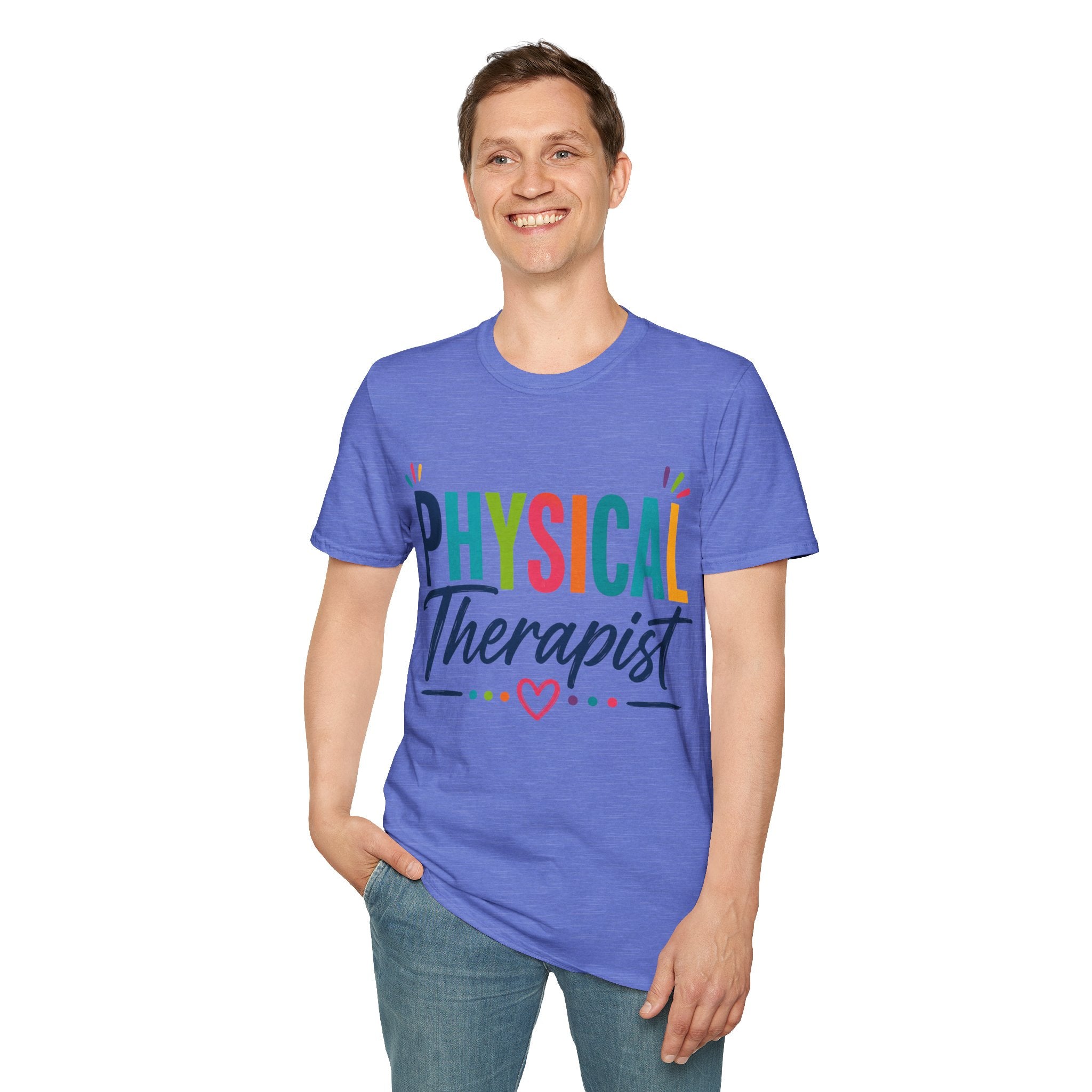 Physical Therapist Shirt | Colorful Typography Heart T-Shirt | Physical Therapy Gift | Healthcare Professional Apparel | Therapist Shirt