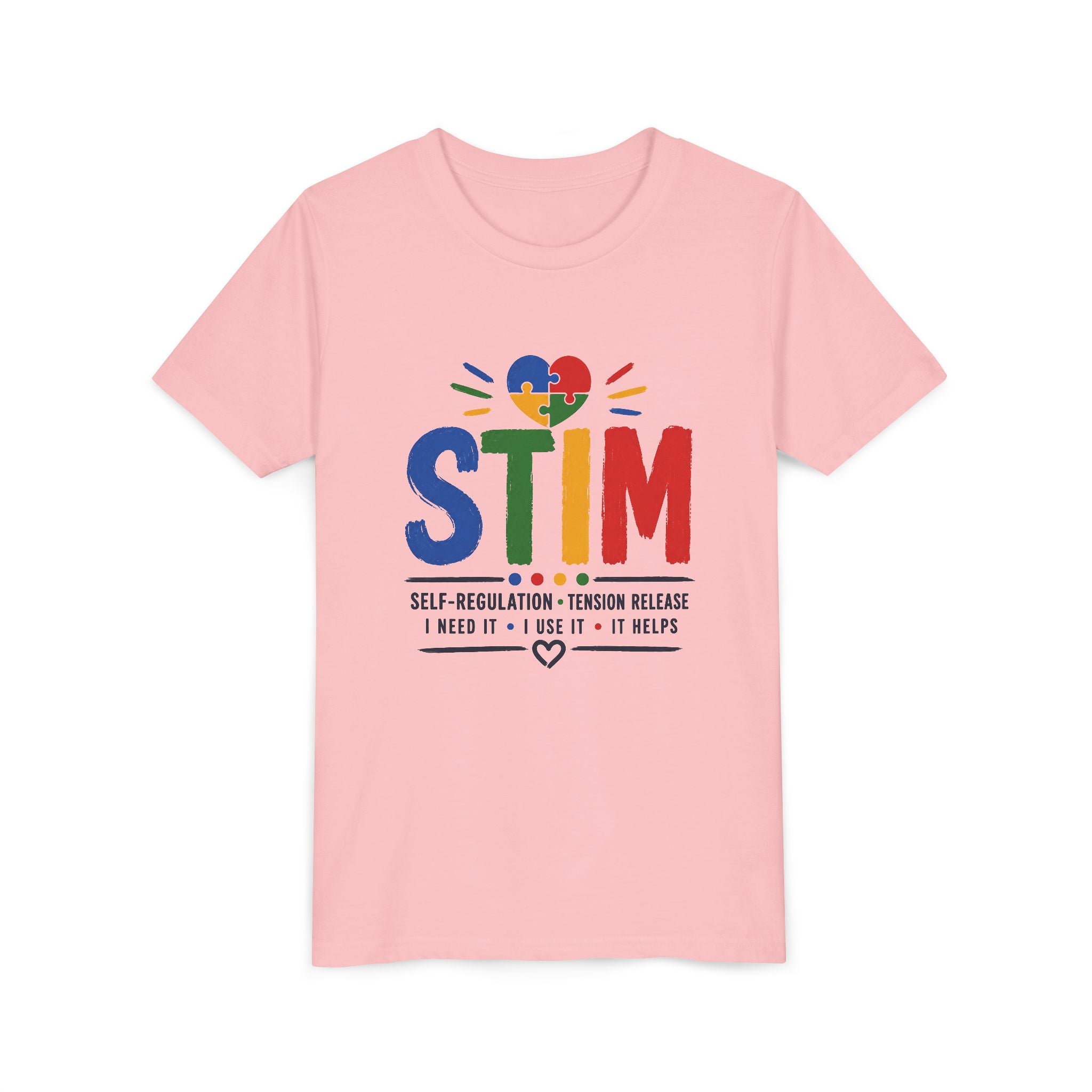 Sensory STIM Pride Heart Youth Tee | Autism Sensory Regulation Shirt