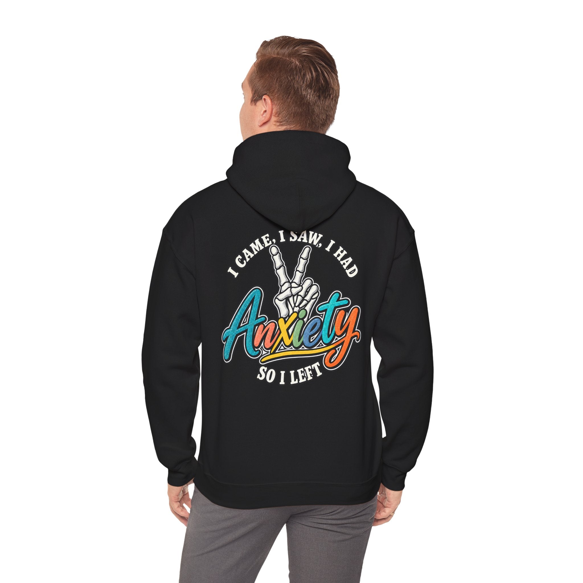 I Came I Saw I Had Anxiety Hoodie, Peace Hand Colorful Script Sweatshirt, Funny Mental Health Crewneck, Anxiety Humor Gift