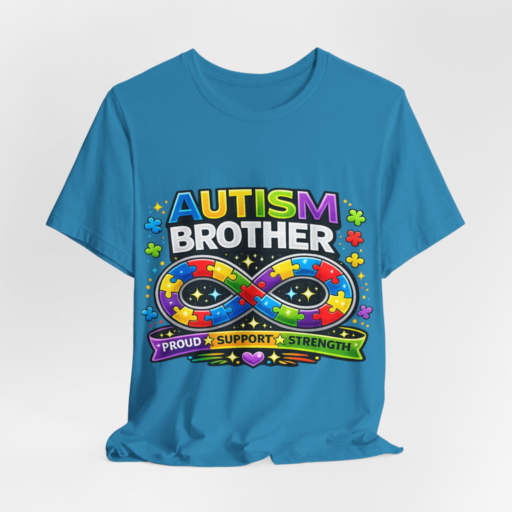 Autism Brother Infinity Puzzle Ribbon T-Shirt | Proud Support Strength