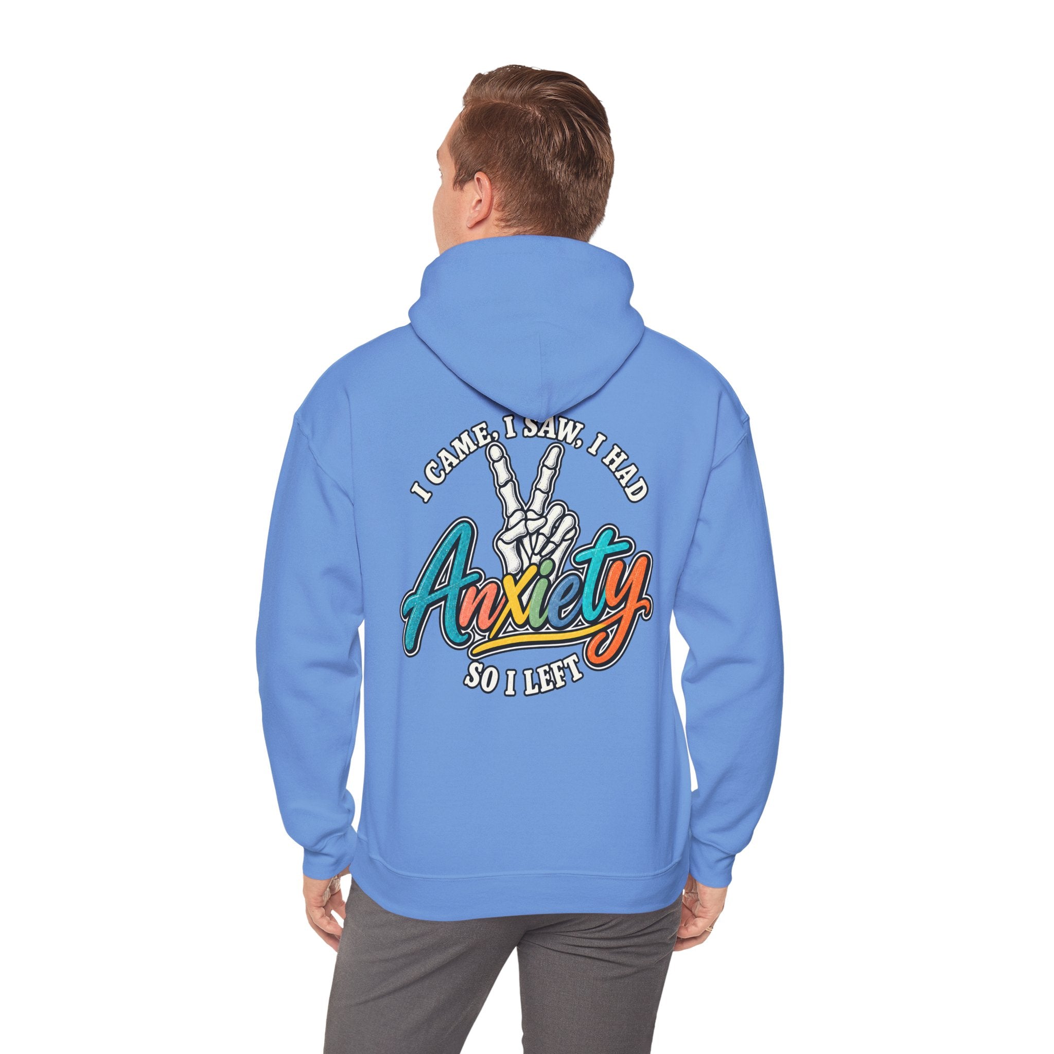 I Came I Saw I Had Anxiety Hoodie, Peace Hand Colorful Script Sweatshirt, Funny Mental Health Crewneck, Anxiety Humor Gift