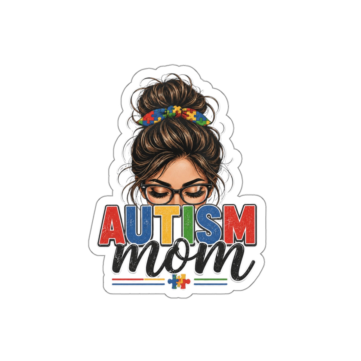 Autism Mom Sticker Autism Acceptance Vinyl Decal Puzzle Ribbon Waterproof Die Cut Sticker Laptop Water Bottle Mom Gift