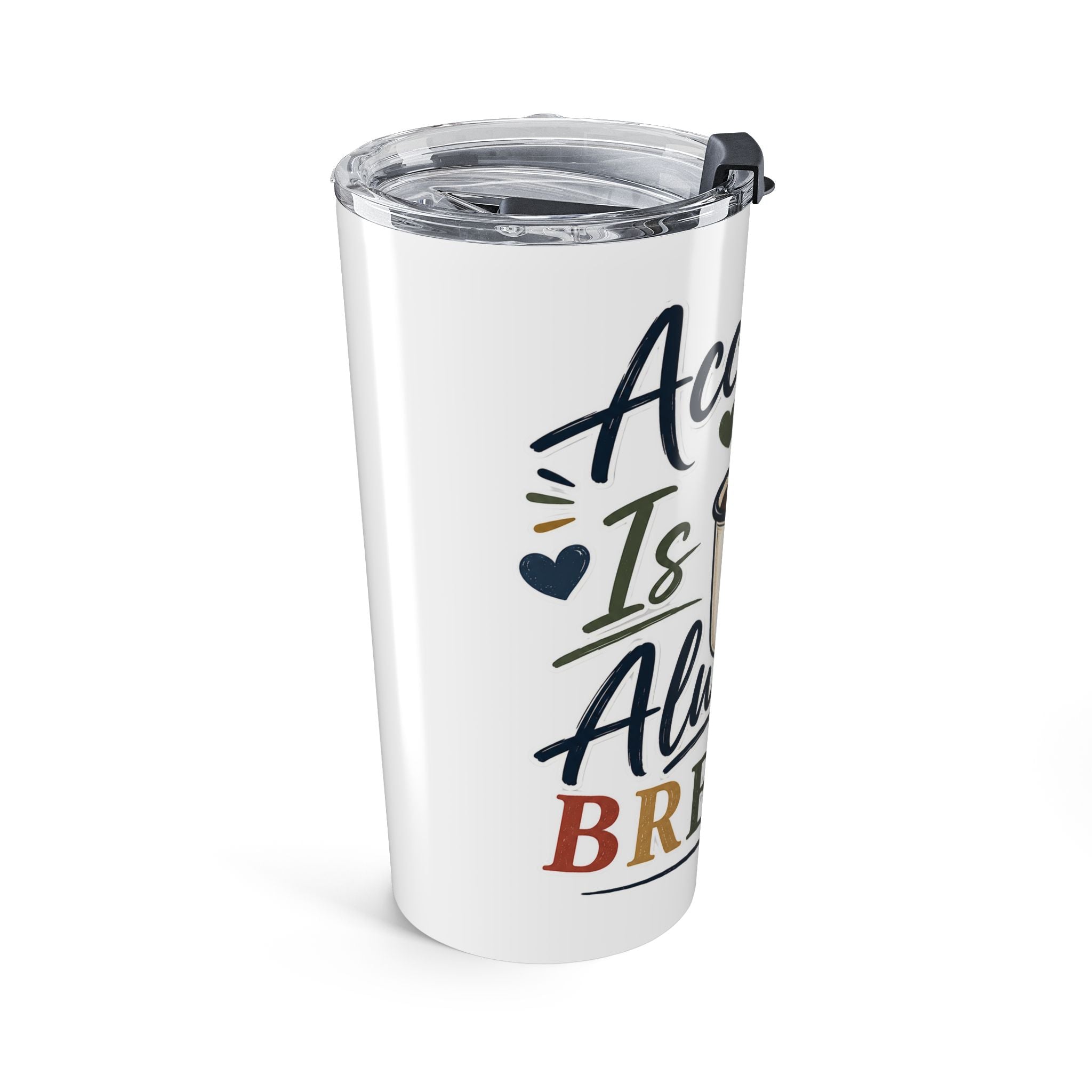 Acceptance Is Always Brewing 20oz Tumbler | Autism Acceptance Travel Mug | Puzzle Heart Coffee Cup | Insulated Stainless Steel Tumbler