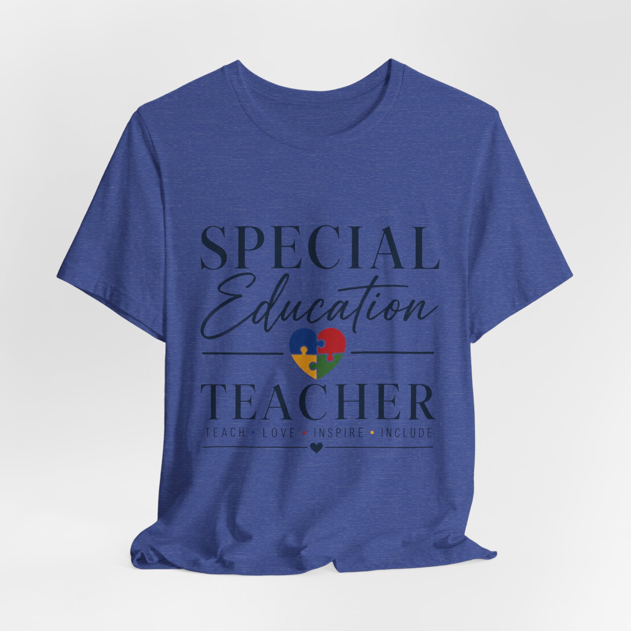 Special Education Teacher Shirt | Teach Love Inspire T-Shirt | Puzzle Heart Graphic Tee | Autism Acceptance Gift | Inclusive Teacher