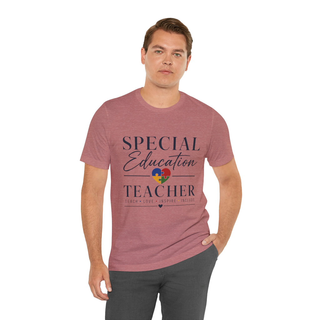 Special Education Teacher Shirt | Teach Love Inspire T-Shirt | Puzzle Heart Graphic Tee | Autism Acceptance Gift | Inclusive Teacher