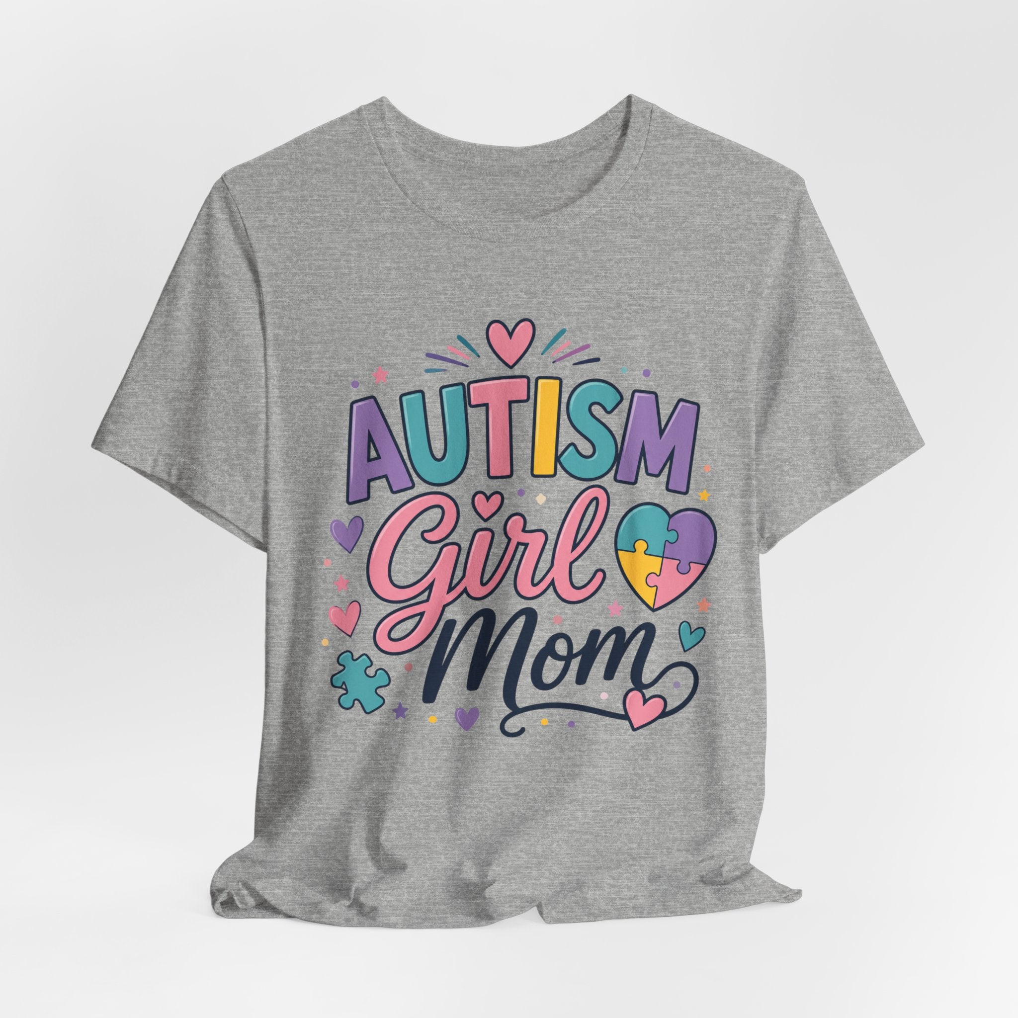 Autism Girl Mom T-Shirt | Puzzle Heart Mom Tee, Neurodiversity Support