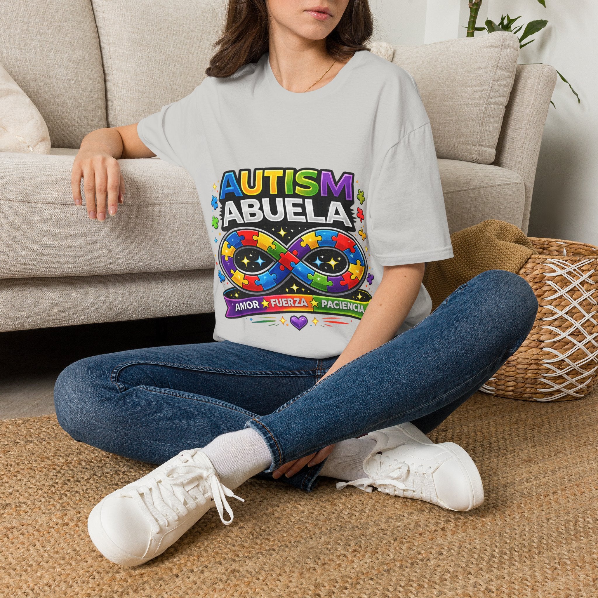 Autism Abuela T-Shirt | Rainbow Puzzle Infinity Design