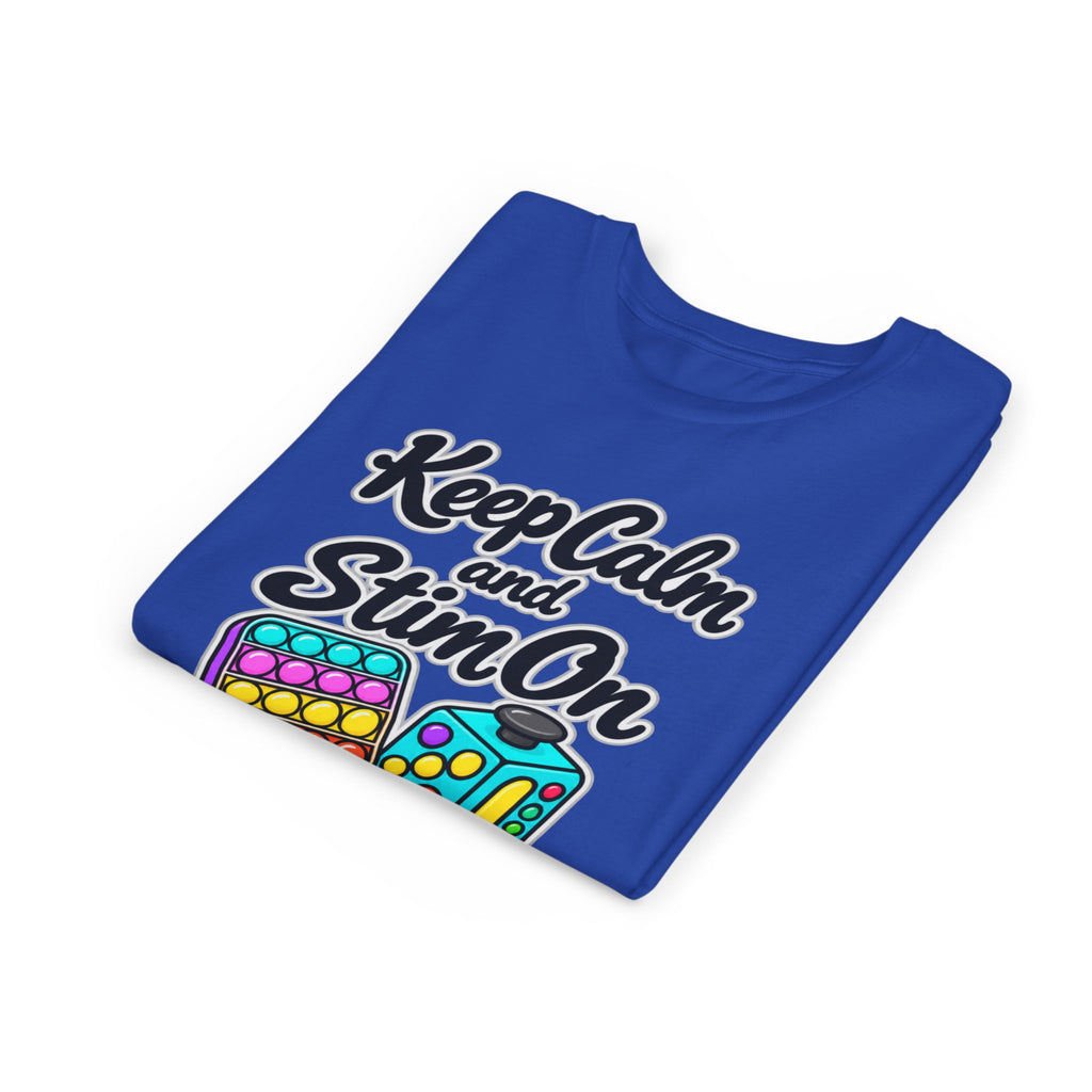 Keep Calm and Stim On Youth Shirt Autism Sensory T Shirt Neurodivergent Kids Tee Fidget Toy Gift Special Needs Awareness