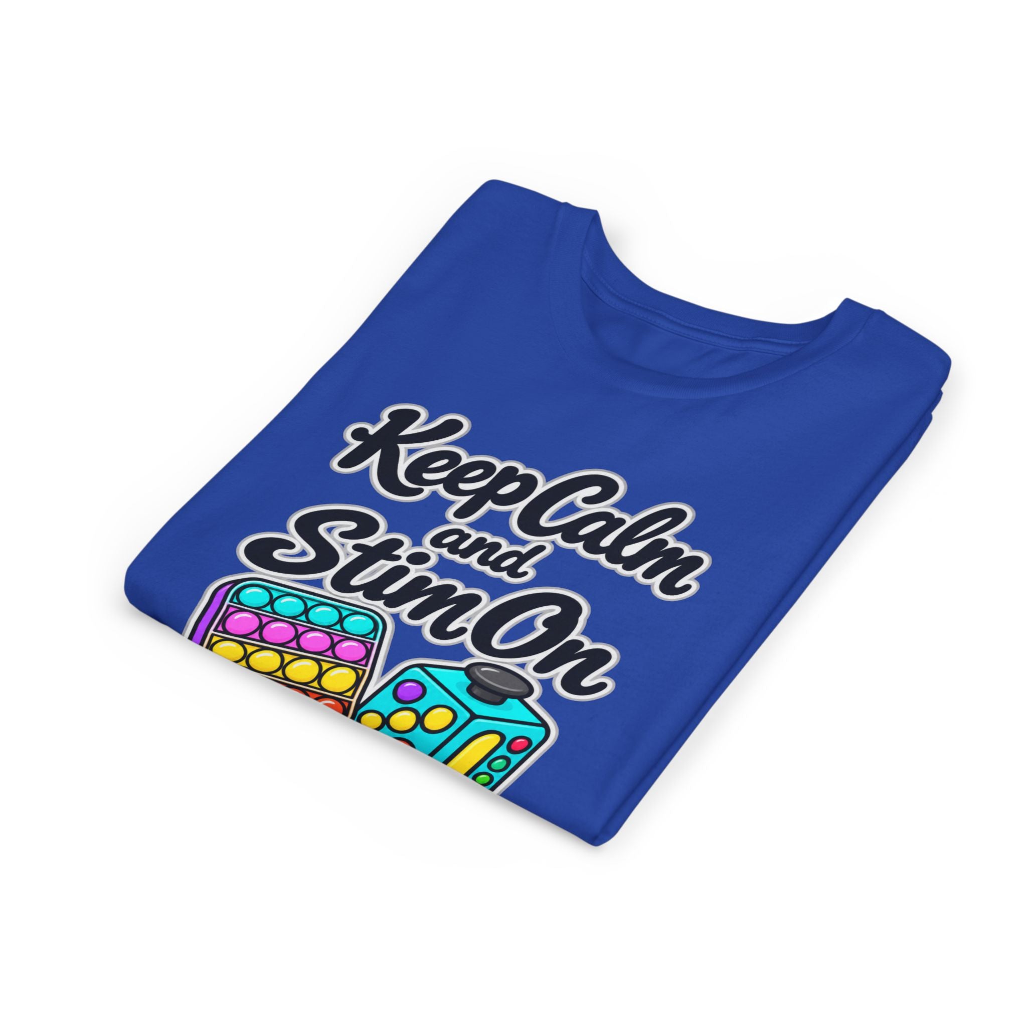 Keep Calm and Stim On Youth Shirt Autism Sensory T Shirt Neurodivergent Kids Tee Fidget Toy Gift Special Needs Awareness