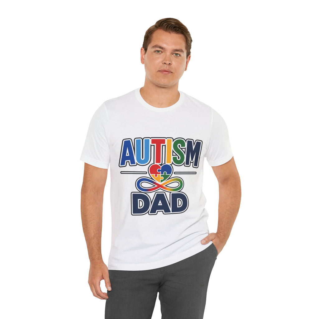 Autism Dad Shirt | Proud Autism Father T-Shirt | Colorful Puzzle Heart Infinity Design | Autism Awareness Gift for Dad | Autism Acceptance Tee