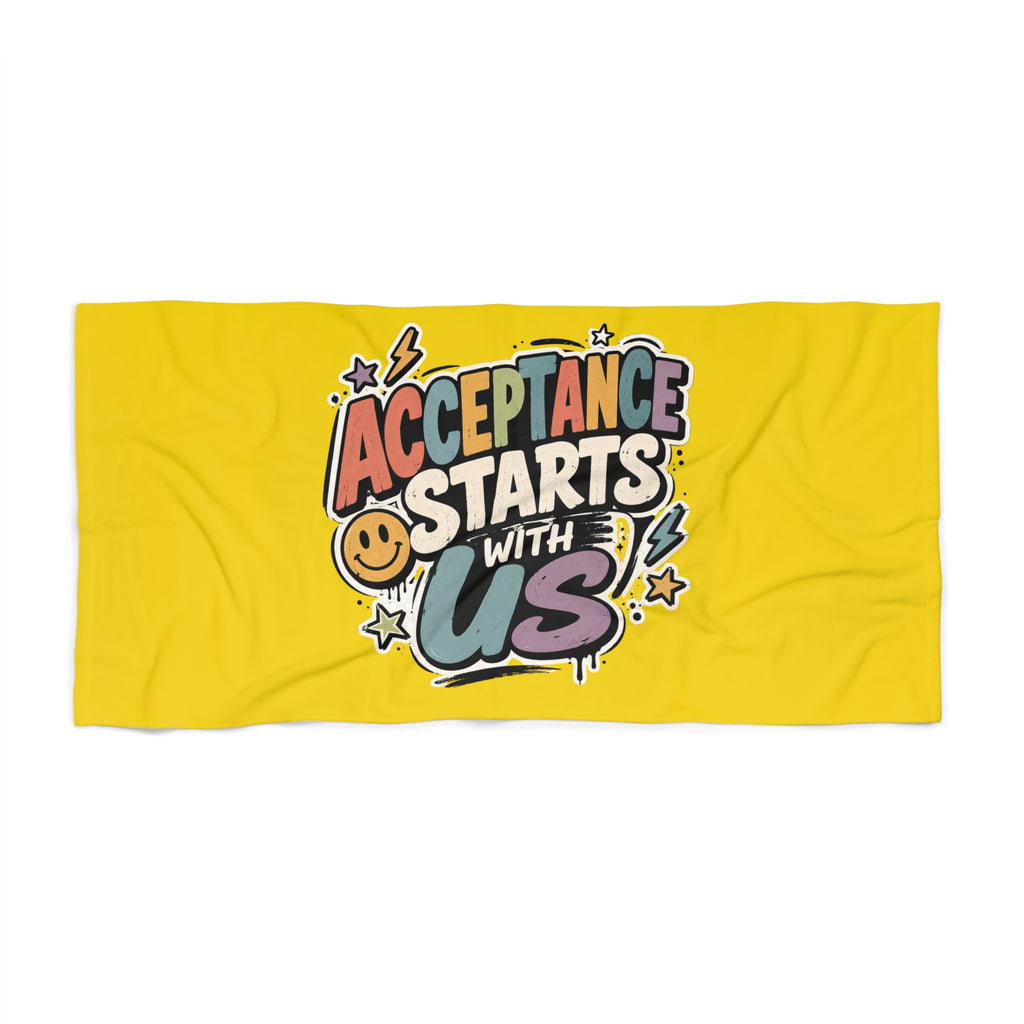 Autism Acceptance Beach Towel | Puzzle Heart Autism Awareness Beach Towel, Neurodiversity Inclusion Advocate Gift