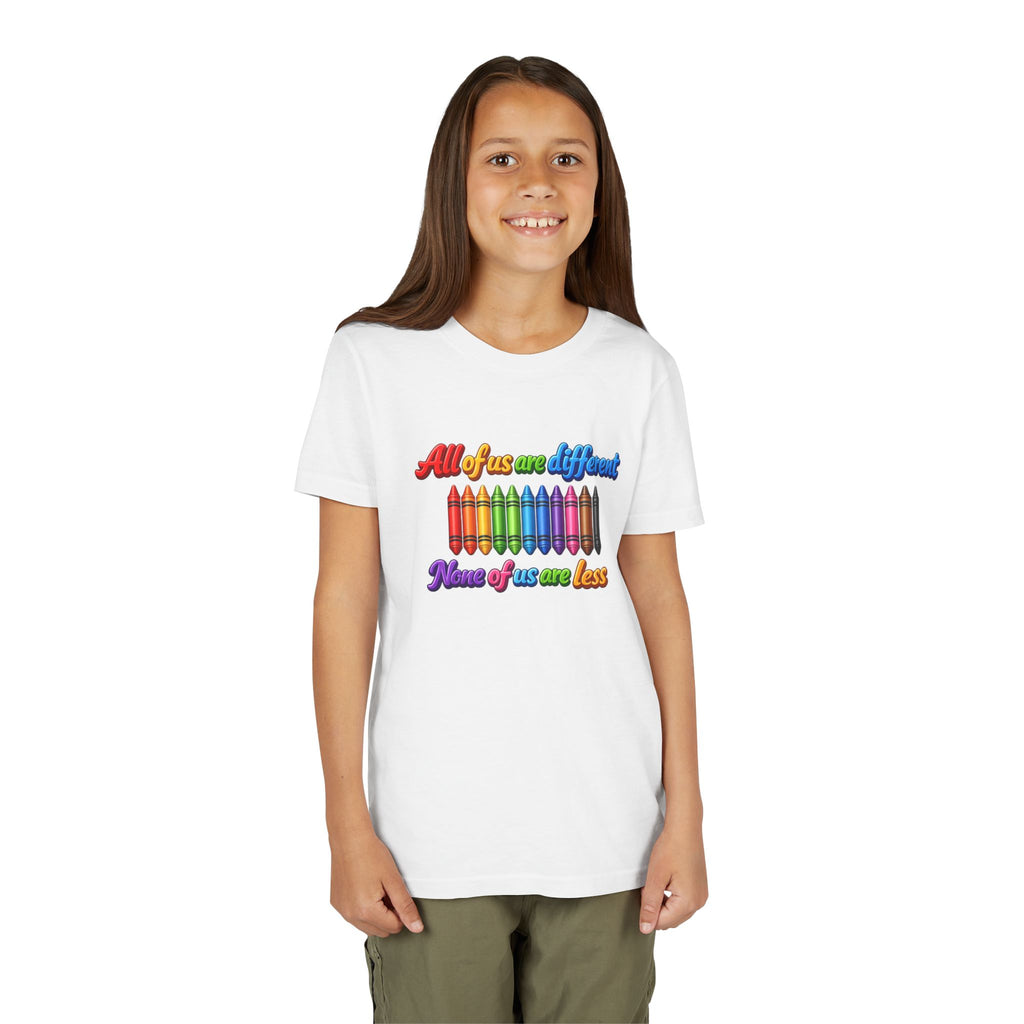 All Of Us Are Different None Of Us Are Less Youth Shirt Inclusion Kids Diversity Tee