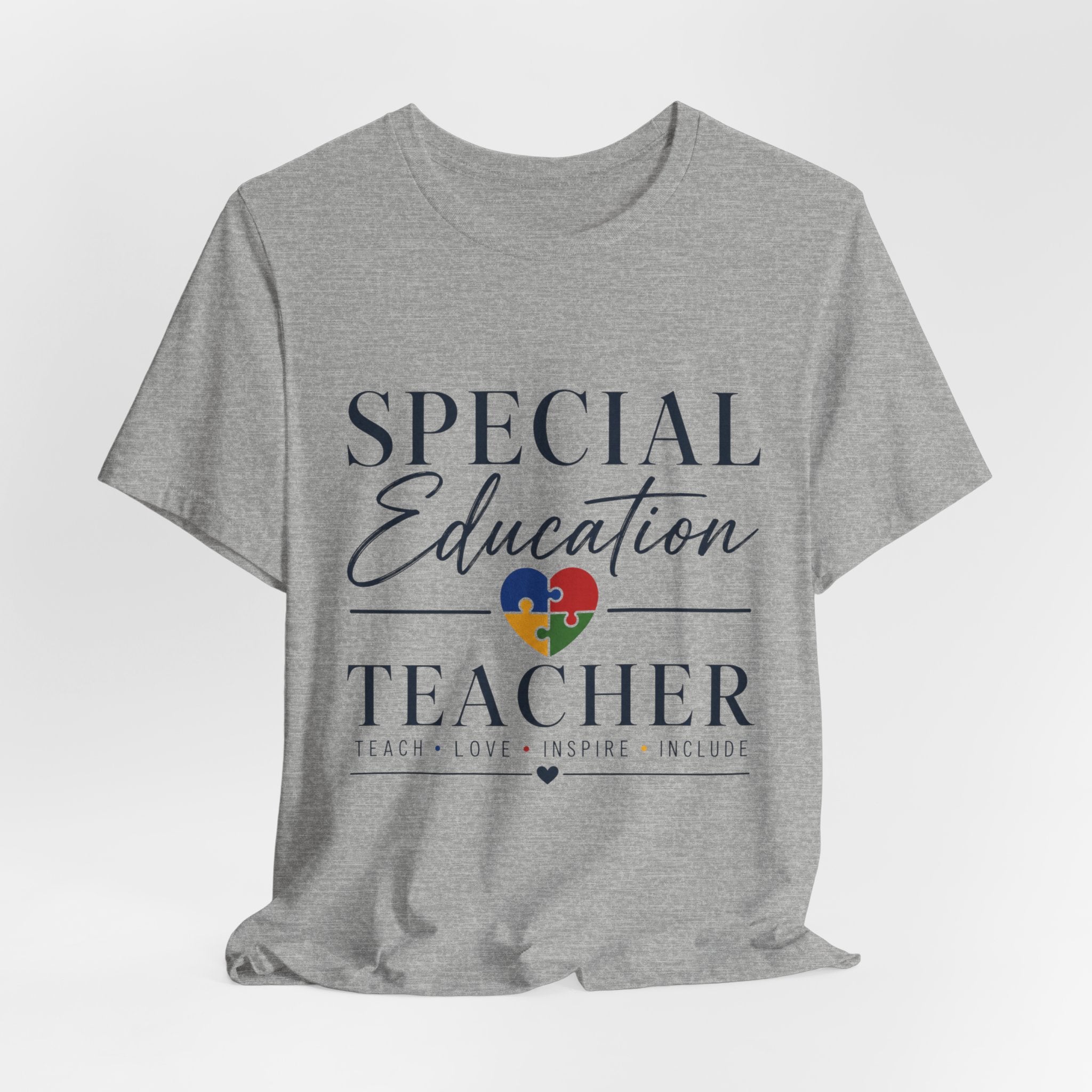 Special Education Teacher Shirt | Teach Love Inspire T-Shirt | Puzzle Heart Graphic Tee | Autism Acceptance Gift | Inclusive Teacher