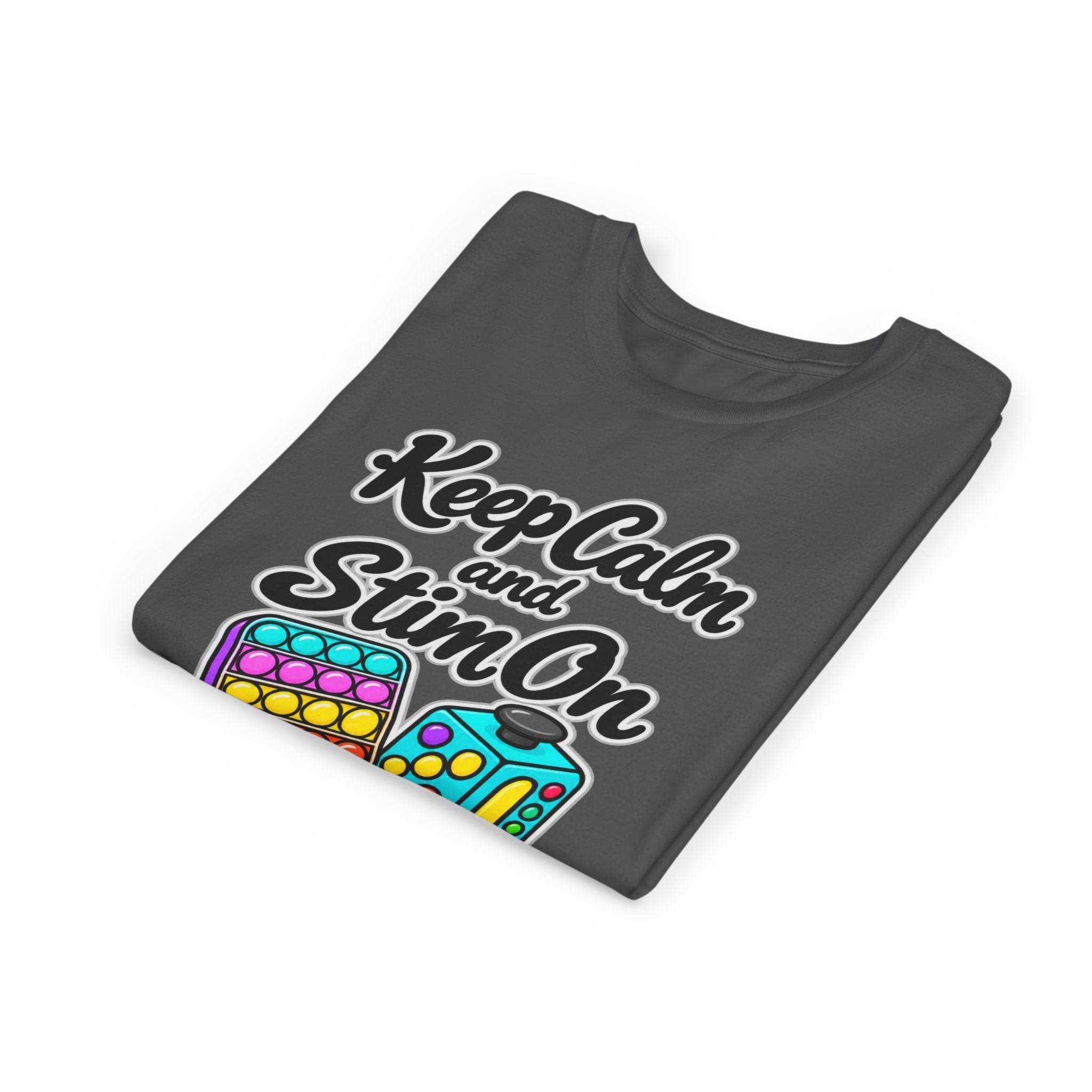 Keep Calm and Stim On Youth Shirt Autism Sensory T Shirt Neurodivergent Kids Tee Fidget Toy Gift Special Needs Awareness