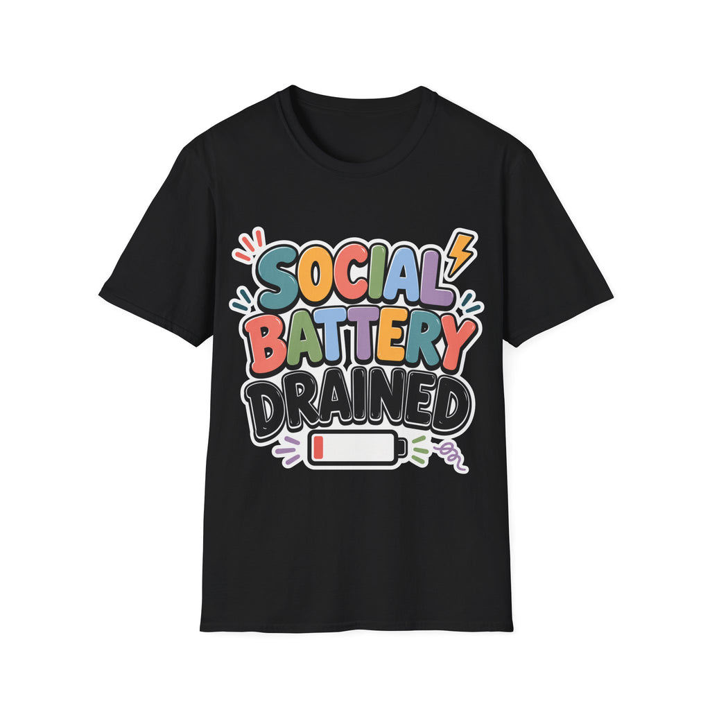 Social Battery Drained T-Shirt — Funny Introvert Graphic Tee