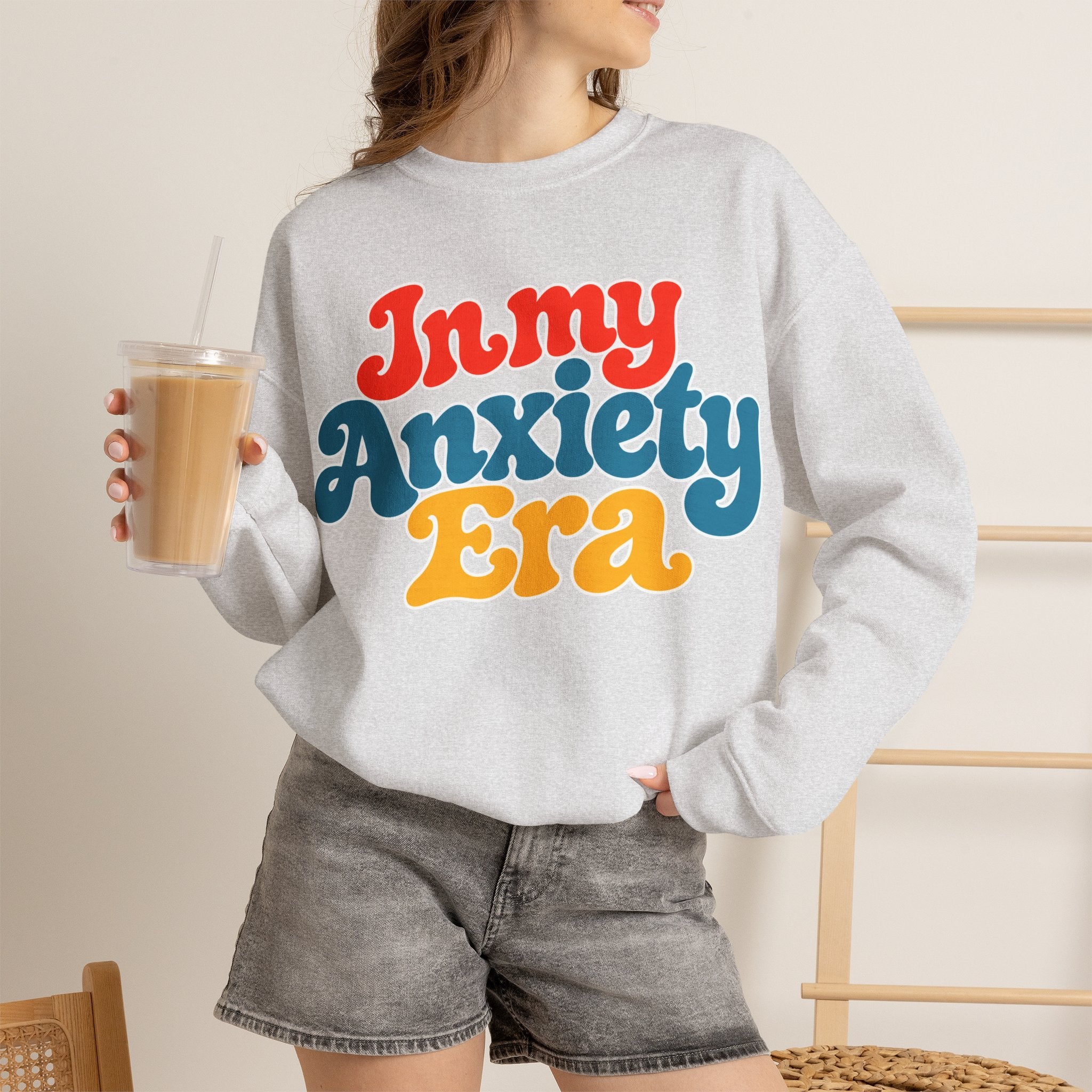 In My Anxiety Era sweatshirt | Crewneck Sweatshirt, Retro Script Mental Health Tee