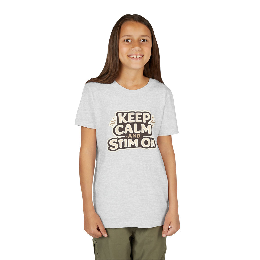Keep Calm and Stim On Youth Shirt Autism Awareness T Shirt Sensory Friendly Tee Neurodivergent Kids Special Needs Gift Stimming