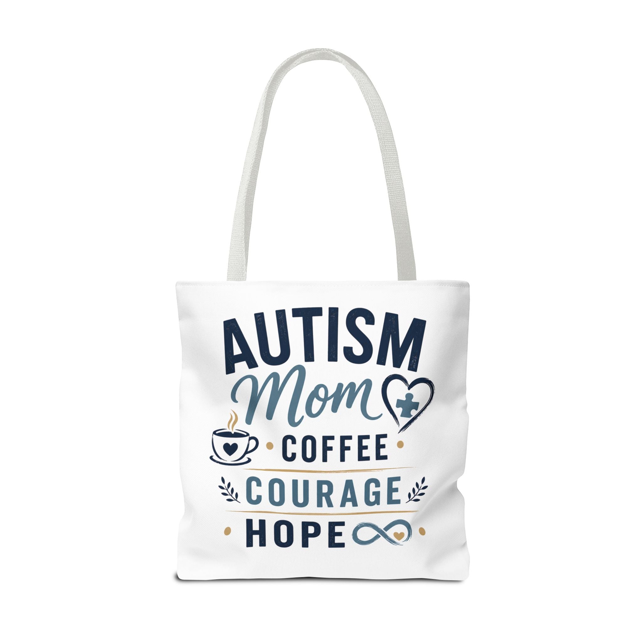 Autism Mom Coffee Courage Hope Tote Bag | Autism Acceptance Gift for Mom | Neurodiversity Canvas Tote | Special Needs Mom Bag