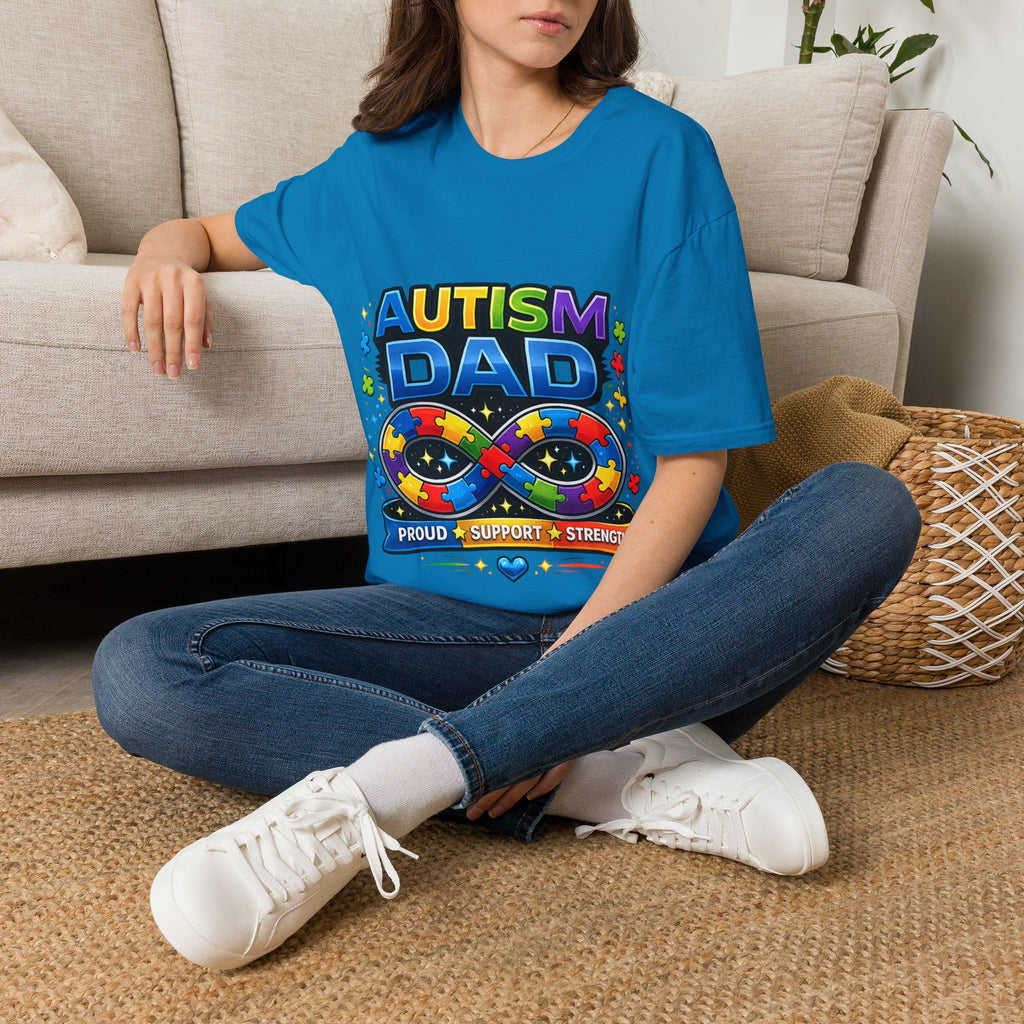 Autism Dad Shirt | Proud Autism Father Tee | Infinity Puzzle Ribbon T-Shirt | Autism Awareness Gift for Dad | Neurodiversity Support