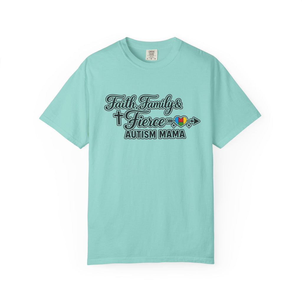 Faith Family Fierce Autism Mama Shirt, Autism Mom T-Shirt, Christian Autism Mom Gift, Fierce Mama Tee, Special Needs Mom Shirt