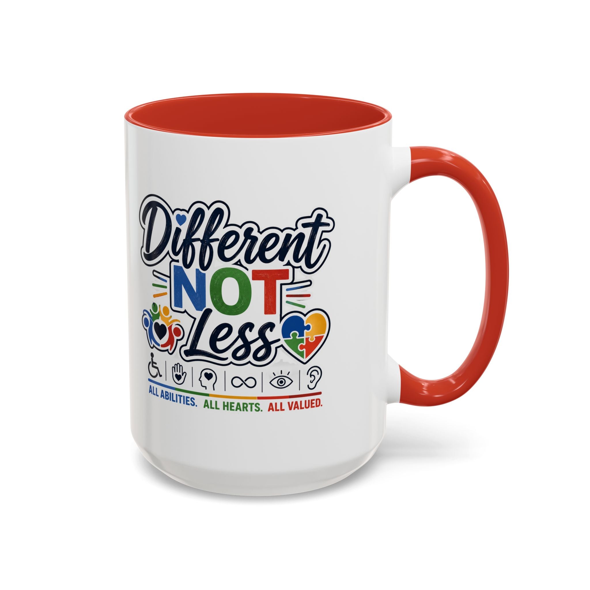 Different Not Less Accent Coffee Mug – Disability Pride Inspirational 11/15oz