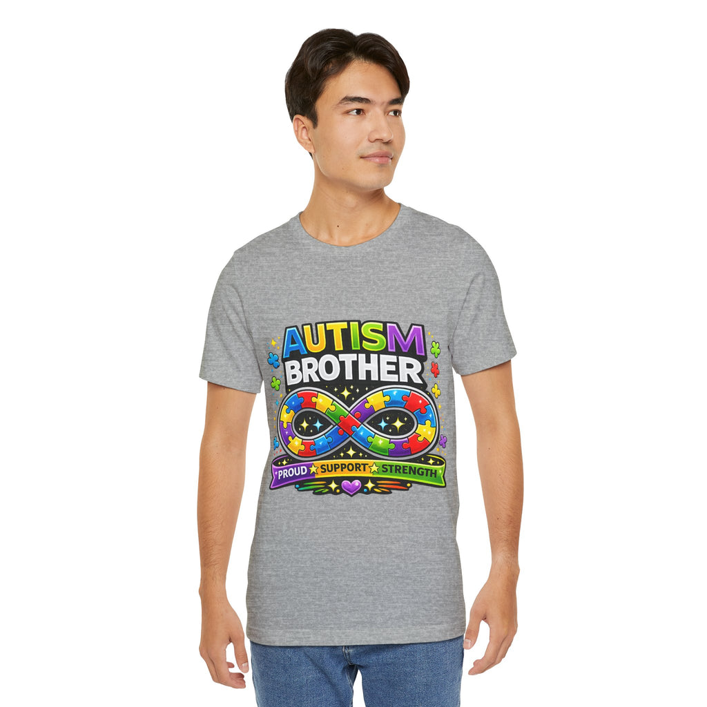 Autism Brother Infinity Puzzle Ribbon T-Shirt | Proud Support Strength