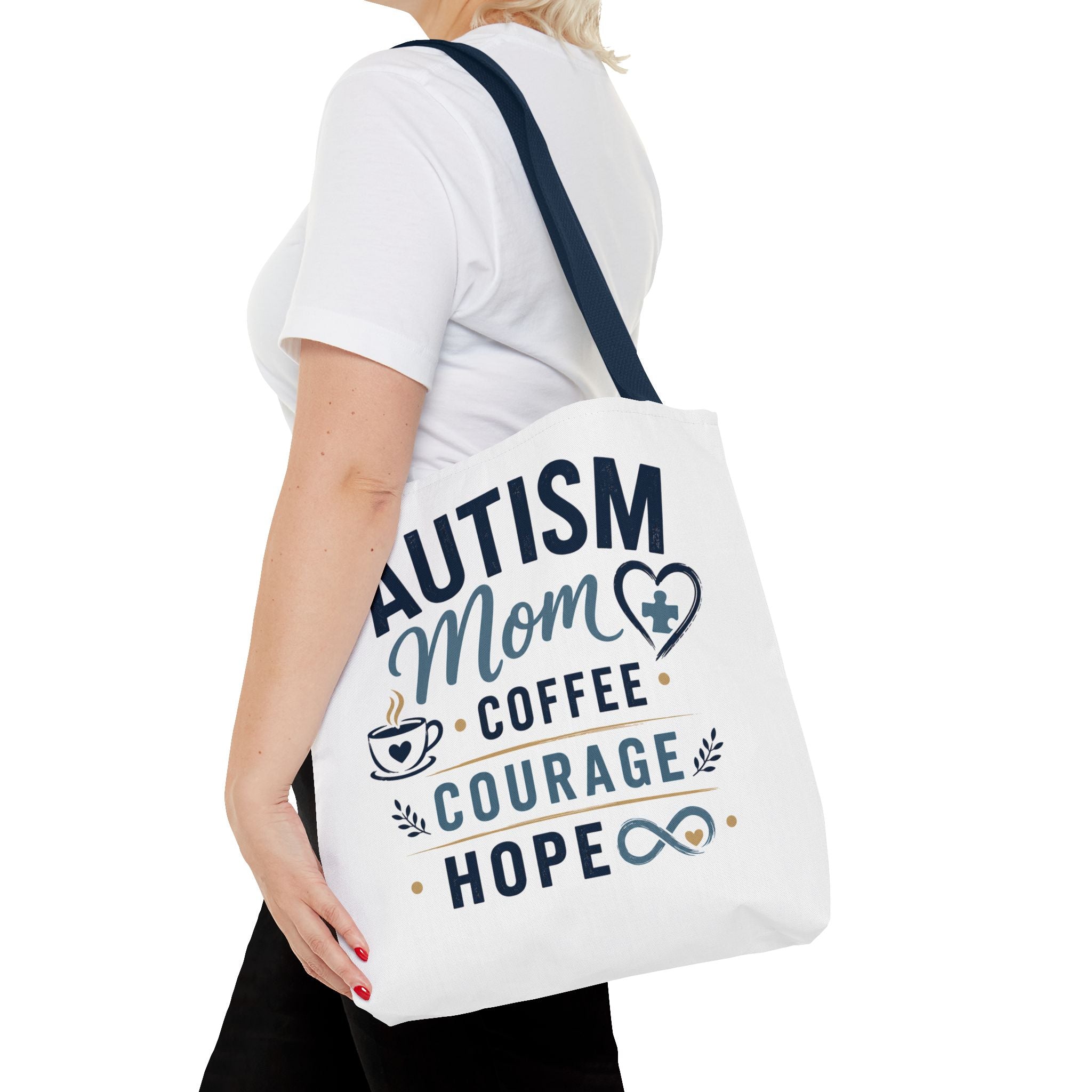 Autism Mom Coffee Courage Hope Tote Bag | Autism Acceptance Gift for Mom | Neurodiversity Canvas Tote | Special Needs Mom Bag
