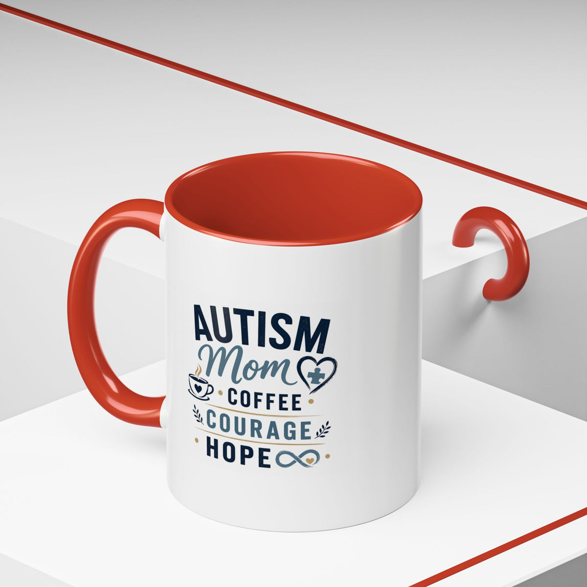 Autism Mom Coffee Mug | Accent Ceramic Mug 11oz  15oz | Puzzle Heart Infinity Design | Autism Awareness  Acceptance Gift | Special Needs