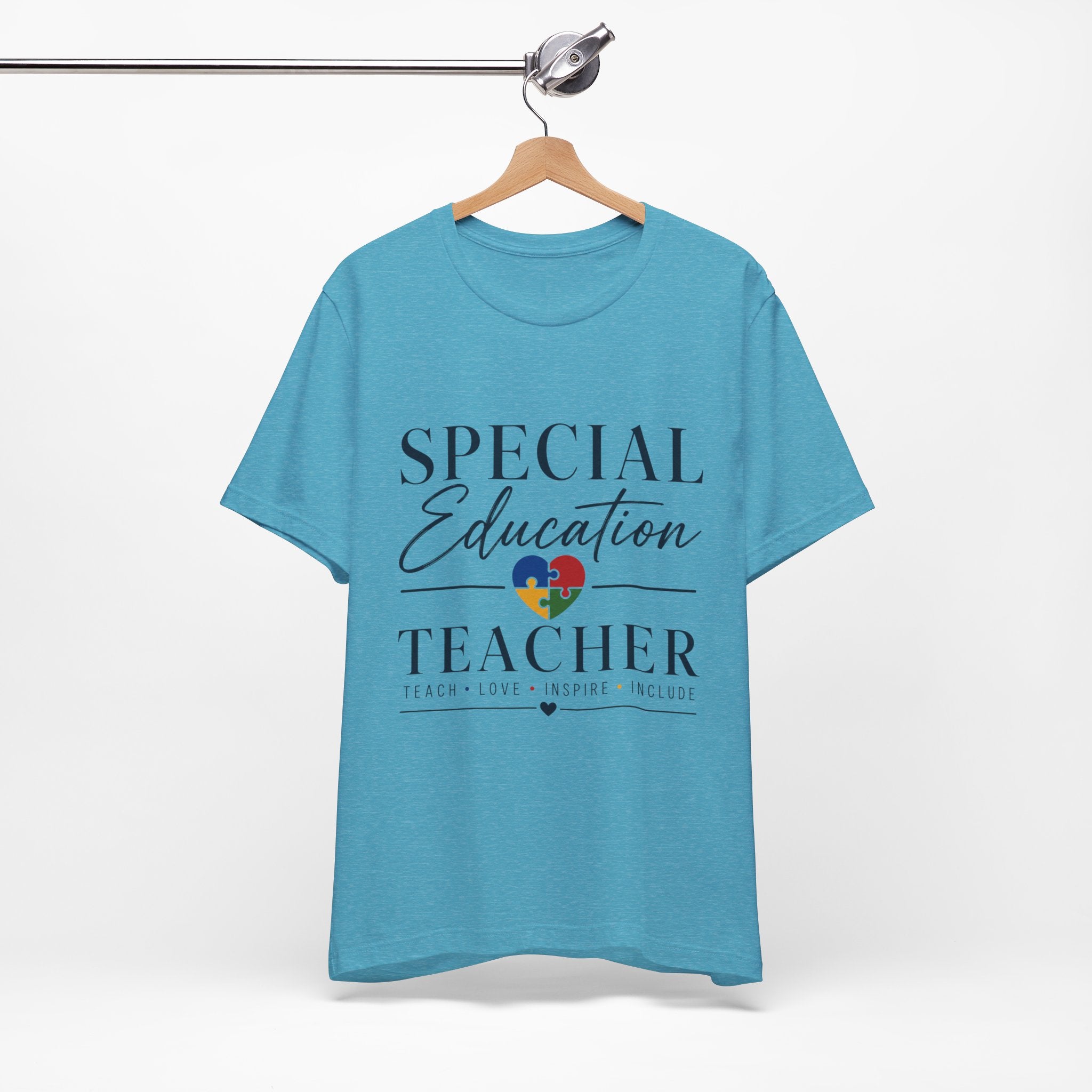 Special Education Teacher Shirt | Teach Love Inspire T-Shirt | Puzzle Heart Graphic Tee | Autism Acceptance Gift | Inclusive Teacher