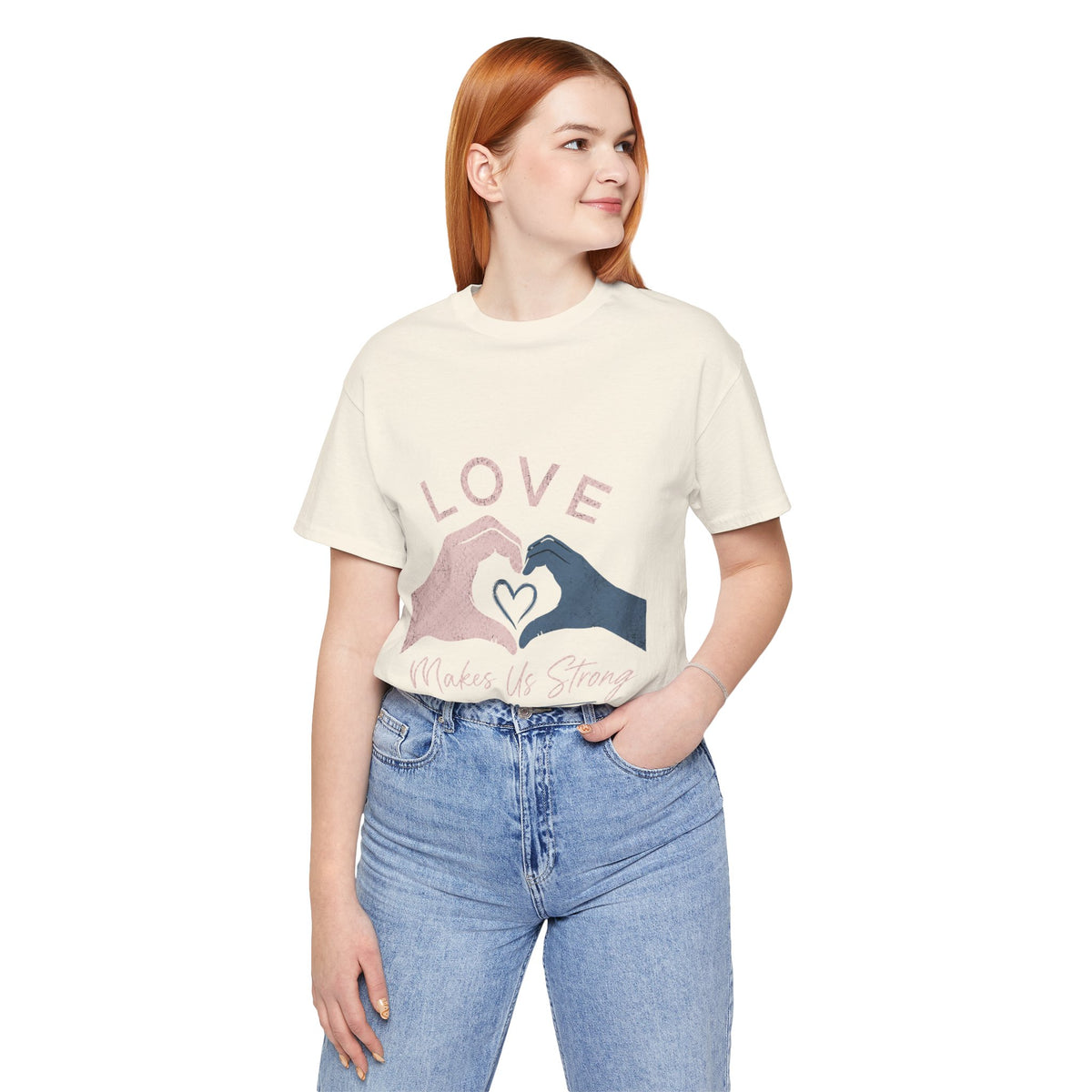 Love Makes Us Strong Autism Acceptance T-Shirt | Heart Hands Tee