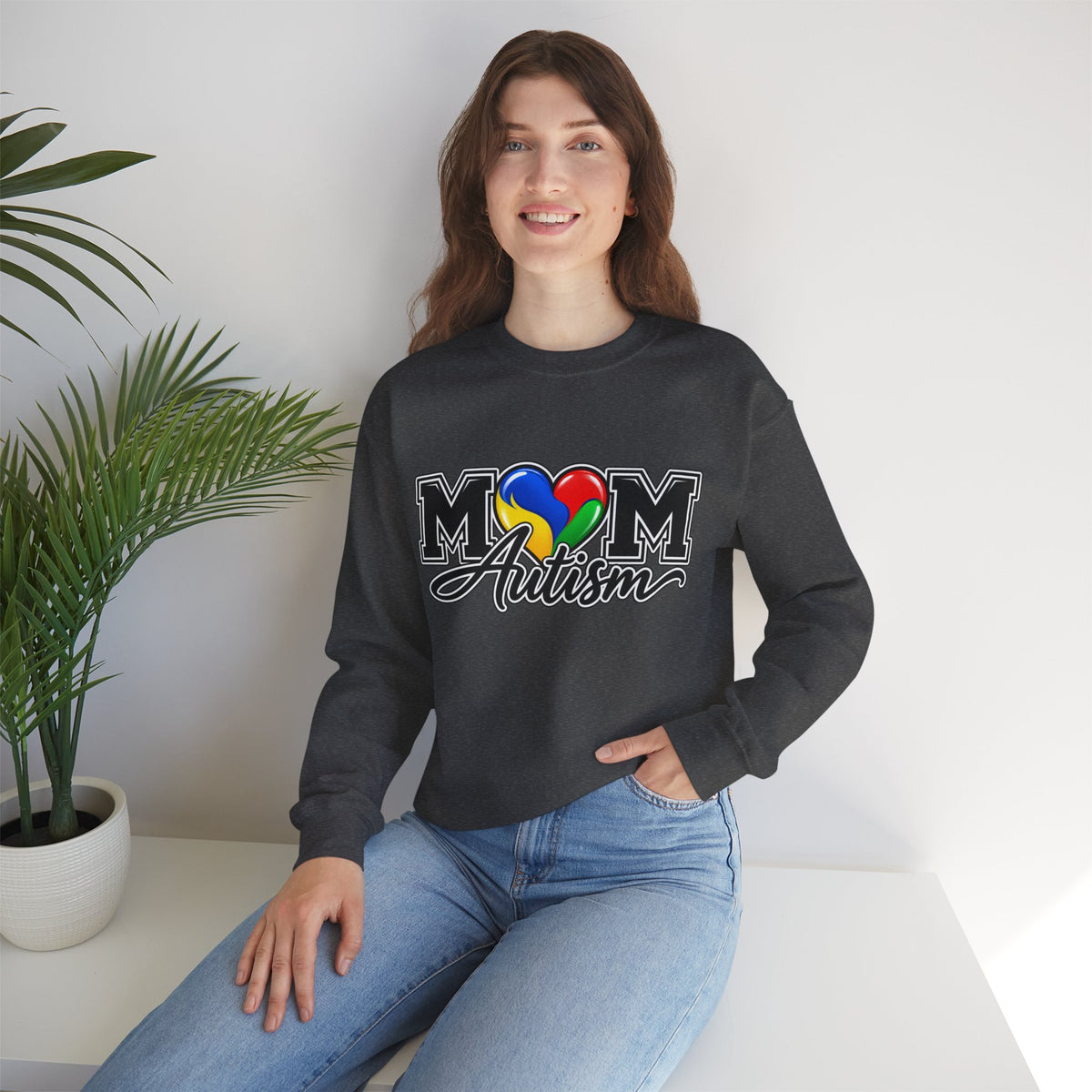 Mom Autism Crewneck, Puzzle Heart Awareness Sweatshirt, Autism Mom Gift Hoodie, Autism Acceptance Family Apparel