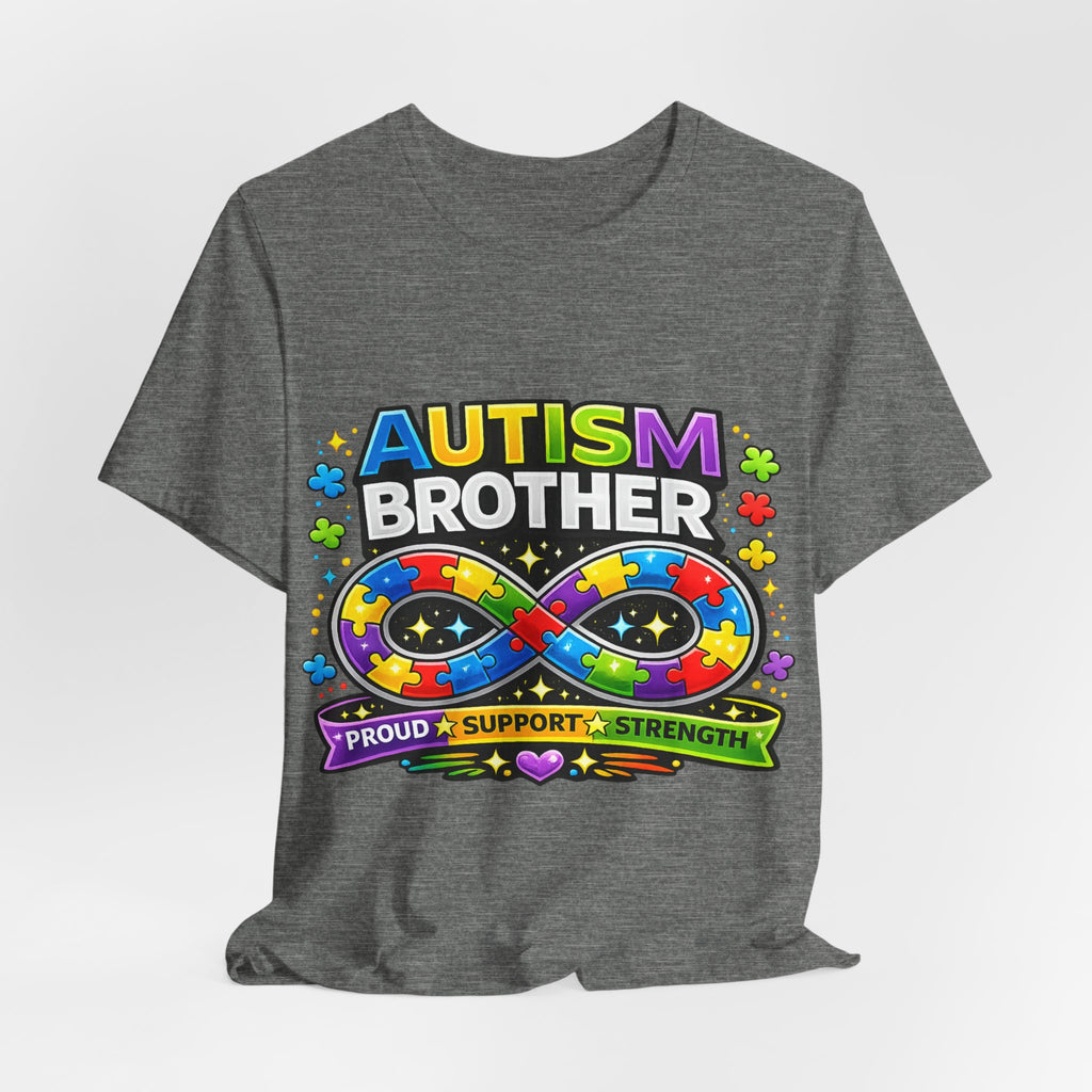 Autism Brother Infinity Puzzle Ribbon T-Shirt | Proud Support Strength