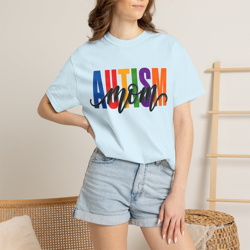 Autism Mom Shirt Autism Mom T Shirt Rainbow Block Letter Tee Script Mom Graphic Autism Awareness Autism Acceptance Gift for Mom