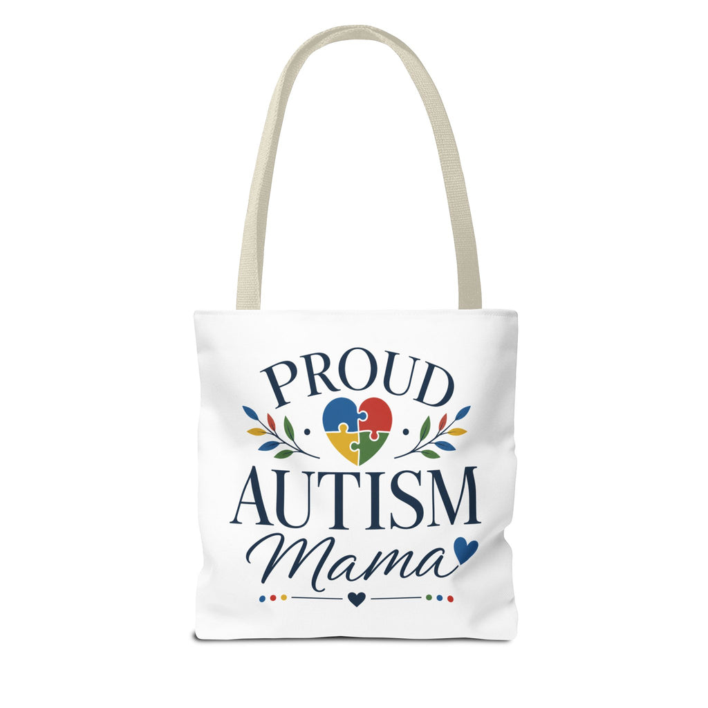 Proud Autism Mama Tote Bag | Puzzle Heart Support Awareness