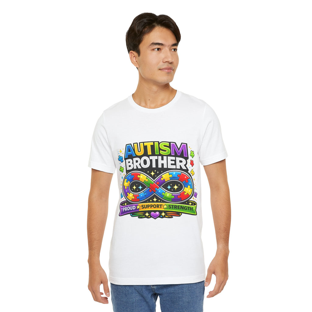 Autism Brother Infinity Puzzle Ribbon T-Shirt | Proud Support Strength