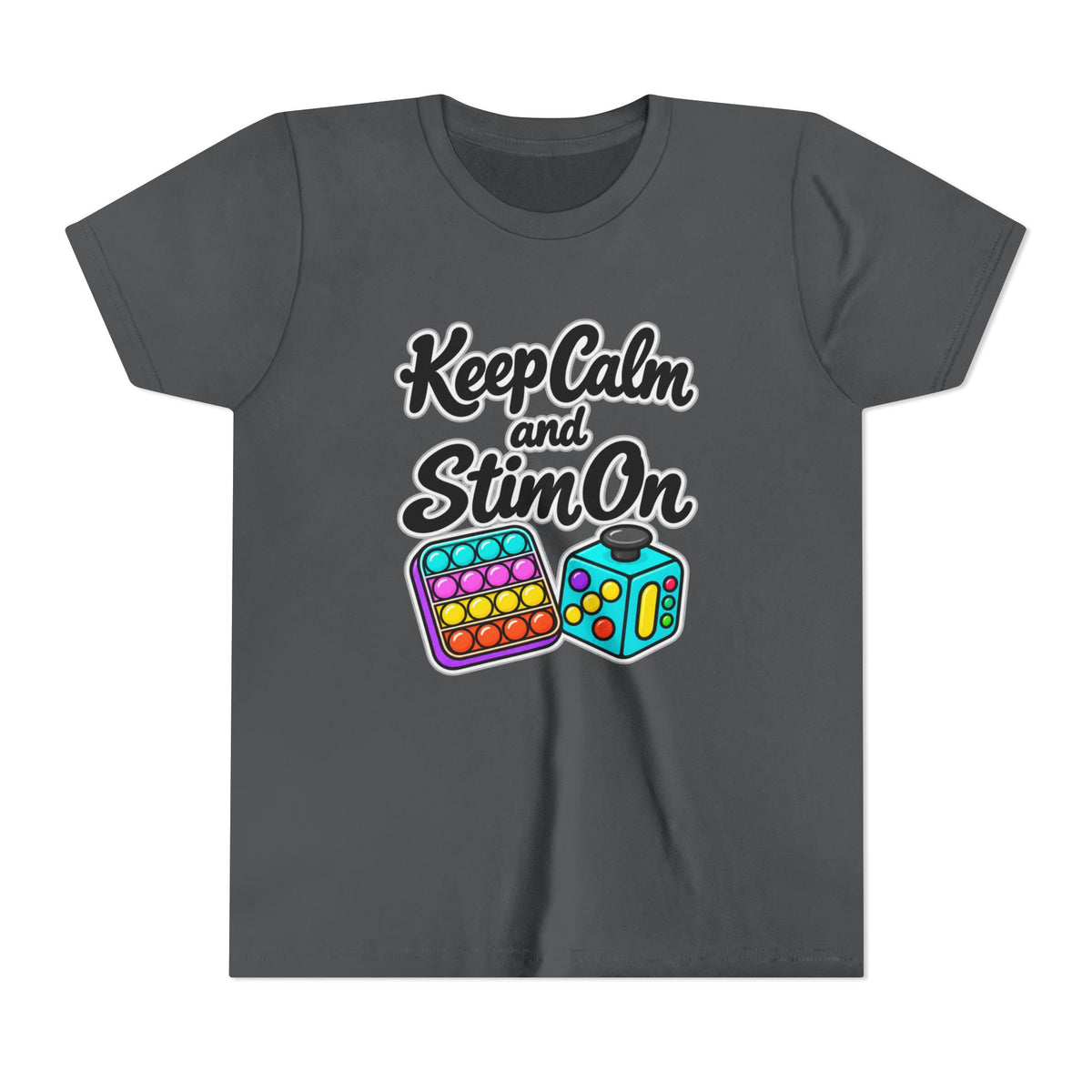 Keep Calm and Stim On Youth Shirt Autism Sensory T Shirt Neurodivergent Kids Tee Fidget Toy Gift Special Needs Awareness