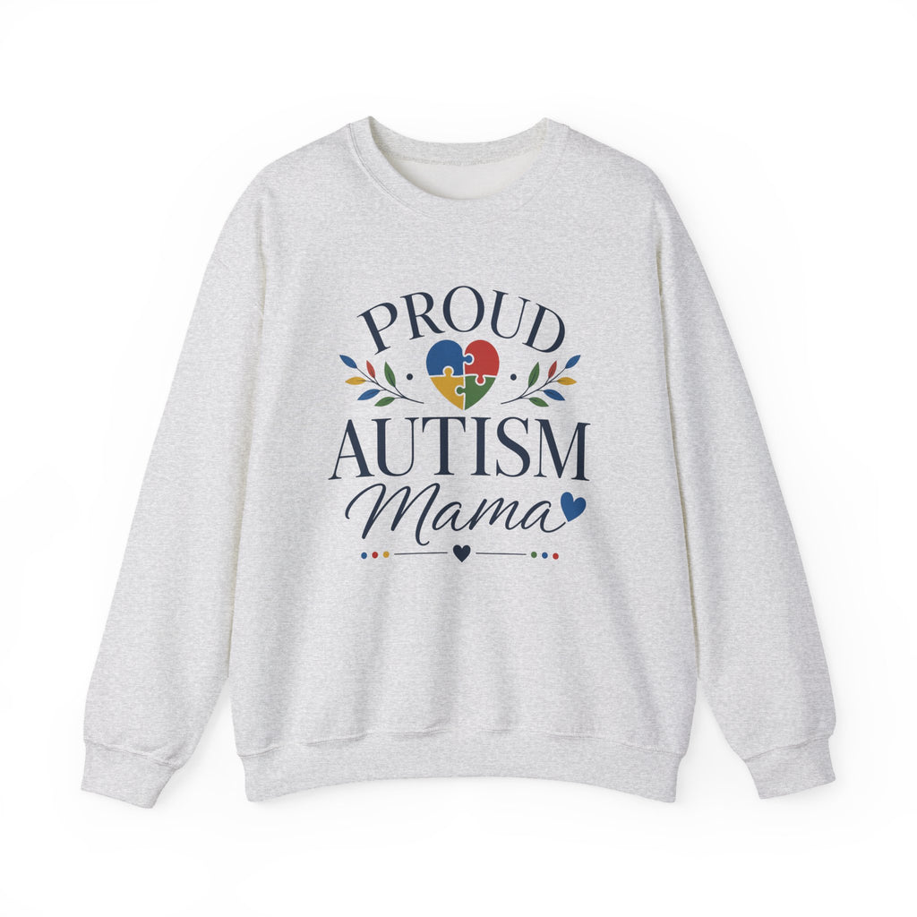 Proud Autism Mama Sweatshirt | Autism Awareness Heart Puzzle Design